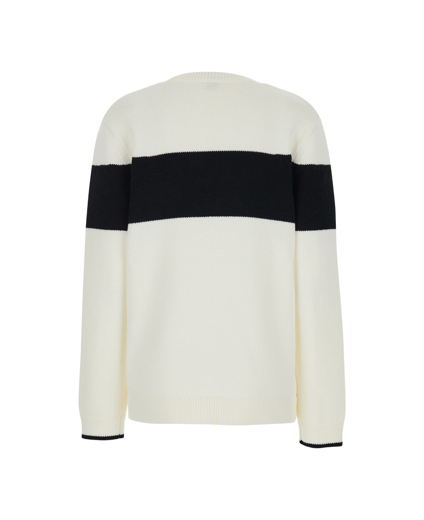 Totême White Sweater With Contrasting Stripe In Cotton Blend Woman - White