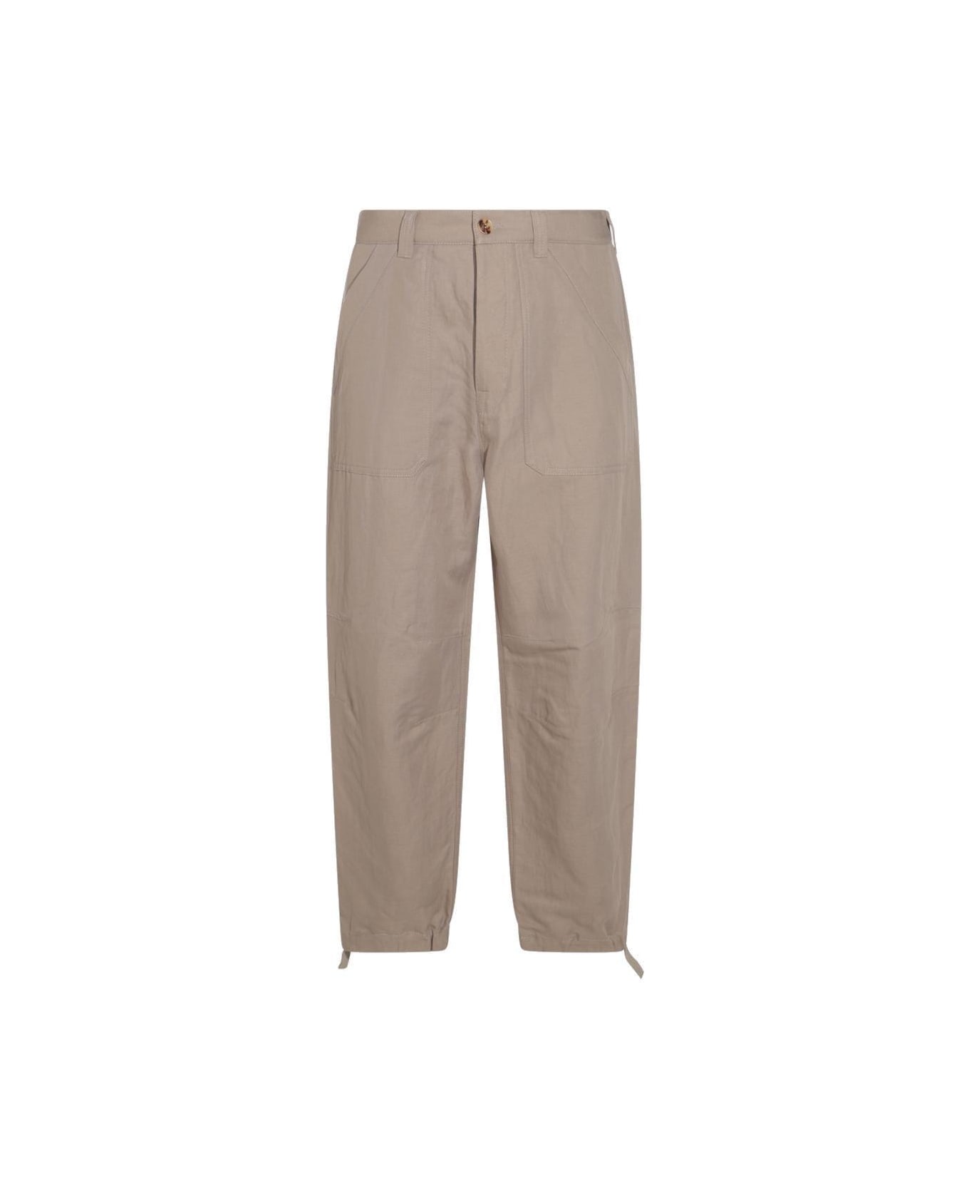 Brunello Cucinelli Drawstring Relaxed Fit Trousers - Kaky