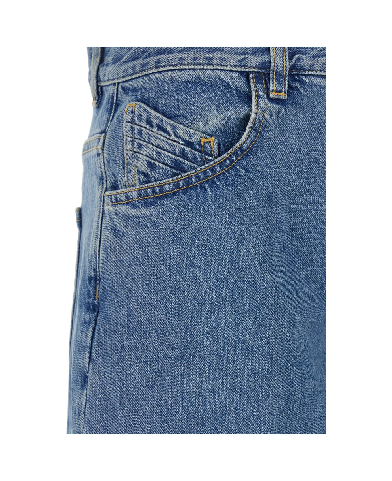 The Attico Blue Jeans With Logo Detail On The Pocket And Logo Patch On The Rear In Denim Woman - Blu