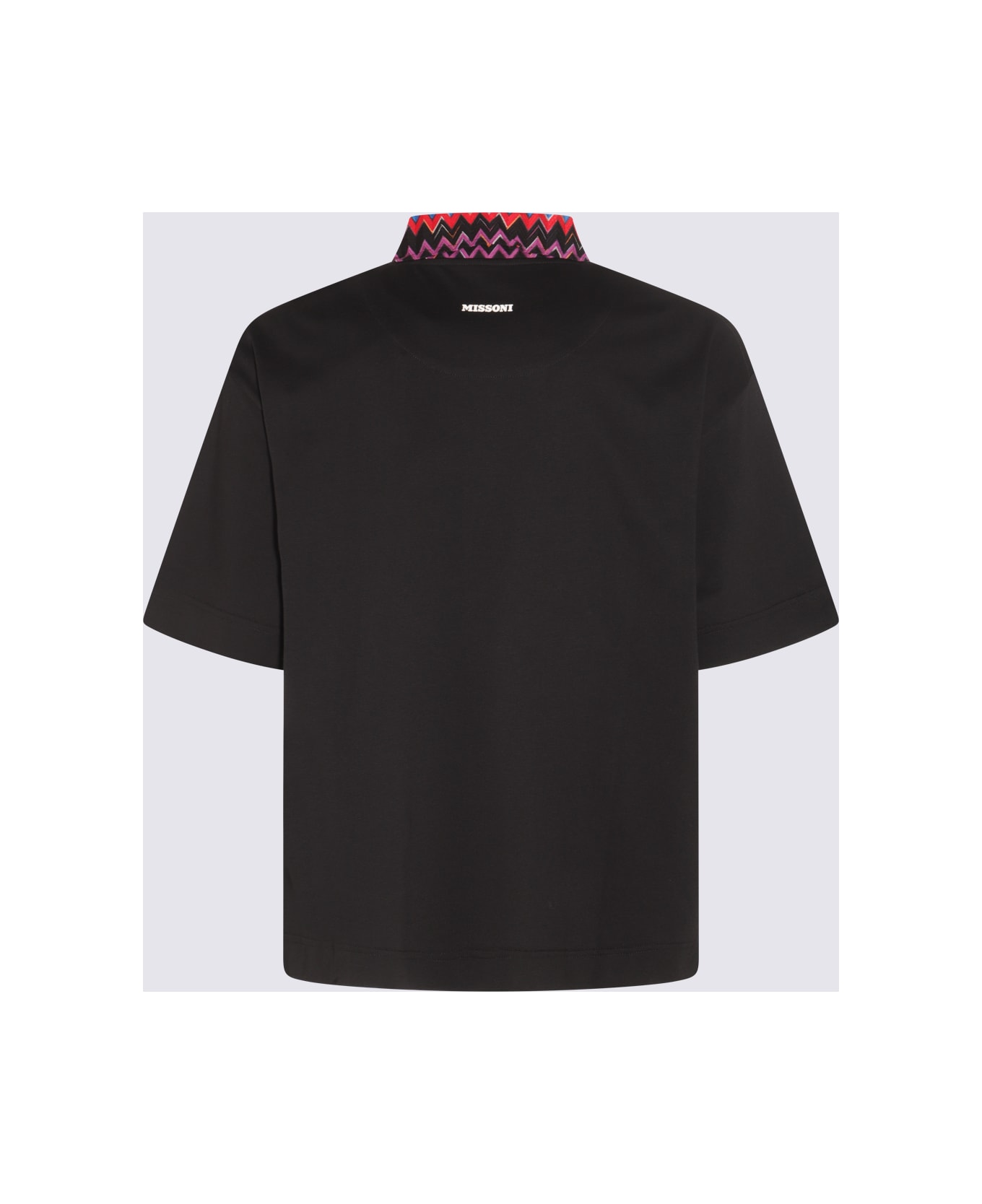 Missoni Black Multicolour Cotton Zig Zag Polo Shirt - BLACK AND MULTICOLOR ポロシャツ