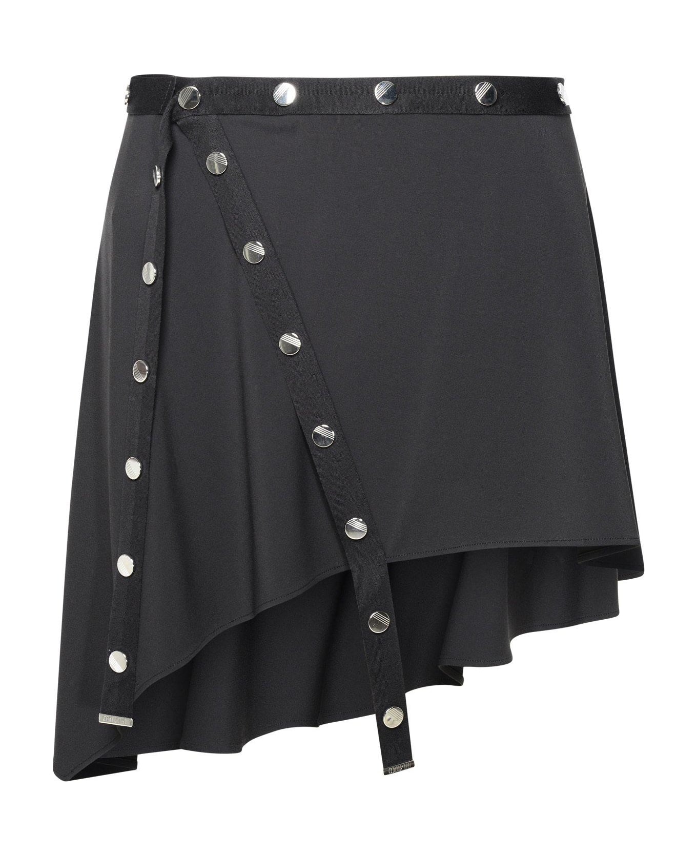 The Attico Asymmetric Stud-embellished Mini Skirt スカート