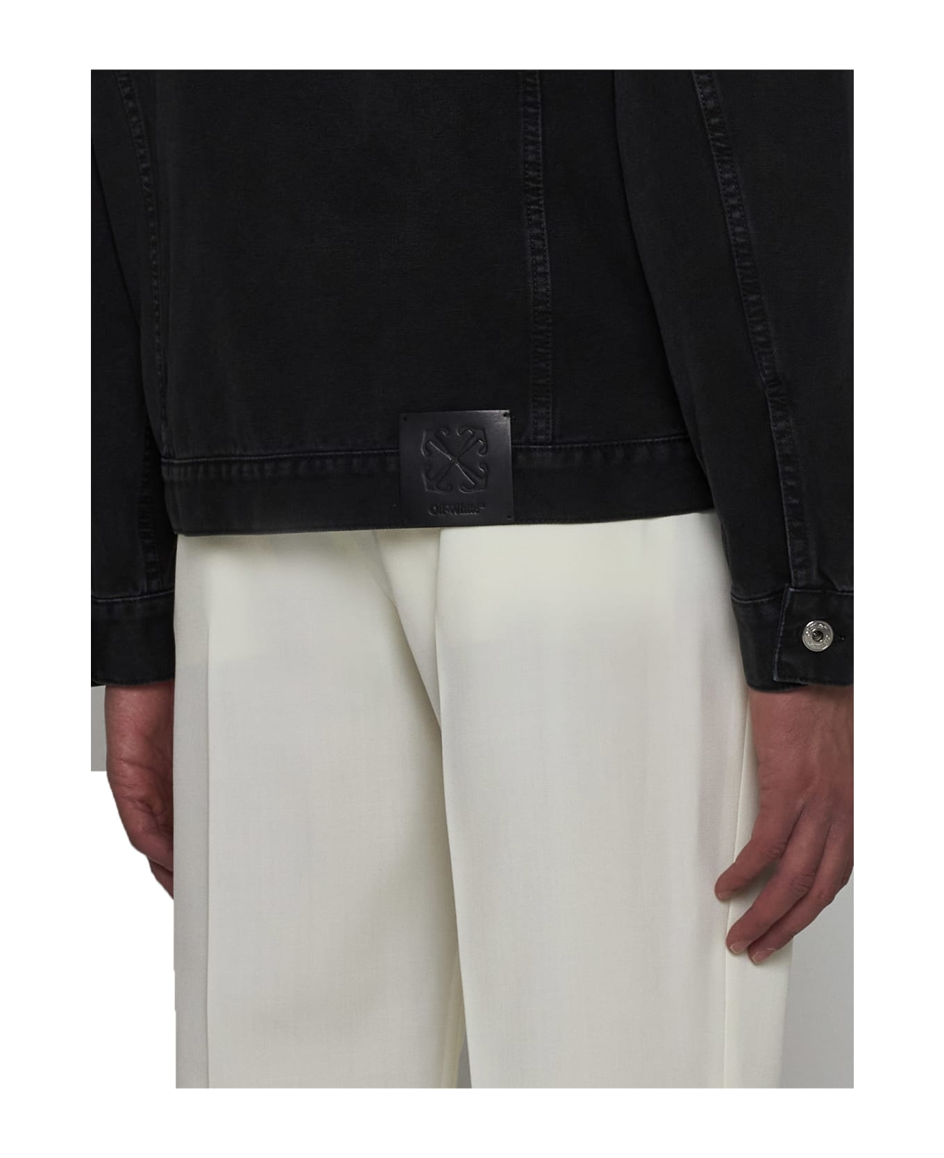 Off-White Denim Jacket With Logo - Black White ジャケット