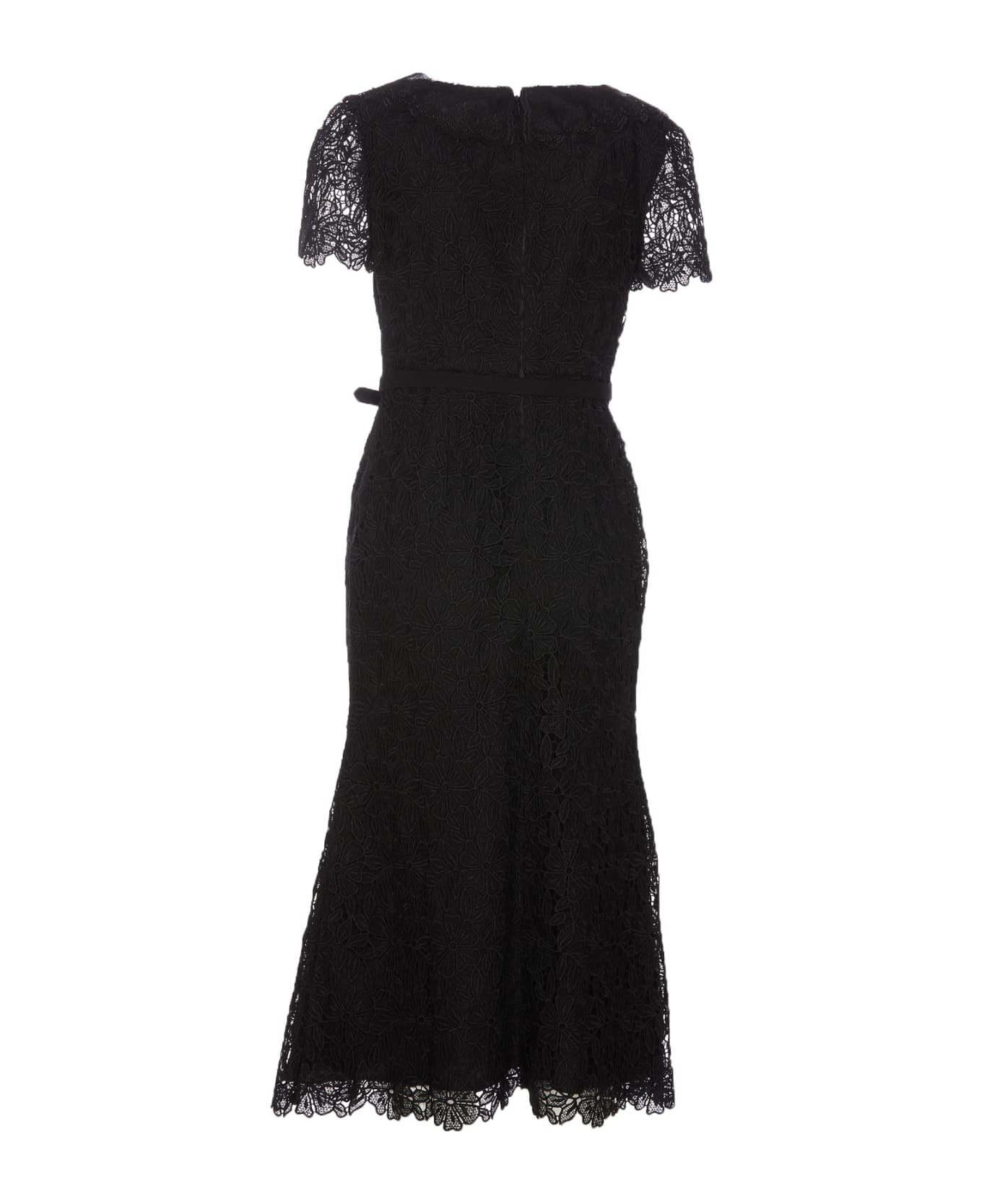 self-portrait Midi Guipure Lace Dress - Black ワンピース＆ドレス
