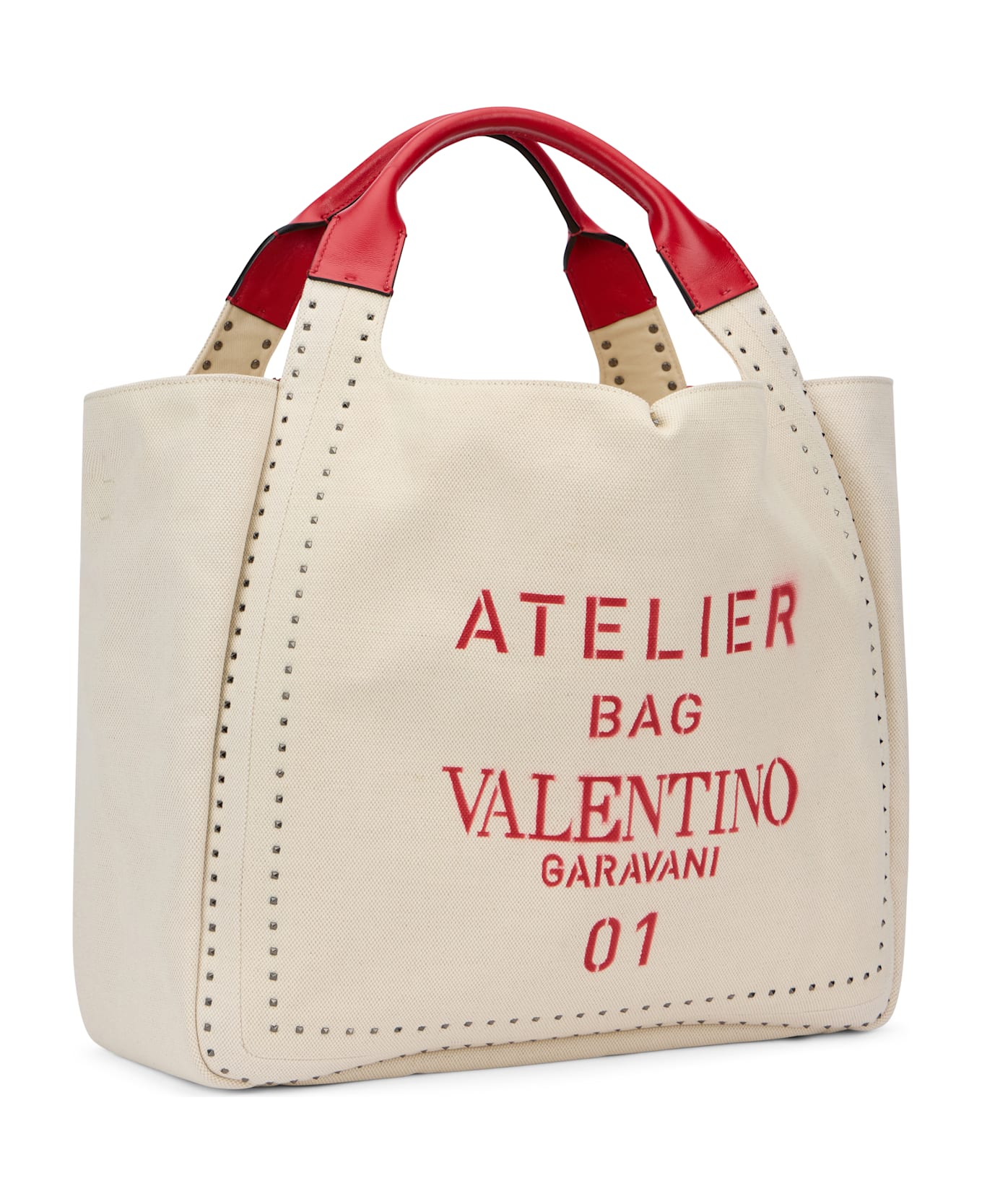 Valentino Garavani Elegant Light Bag With Red Handles - Ivory