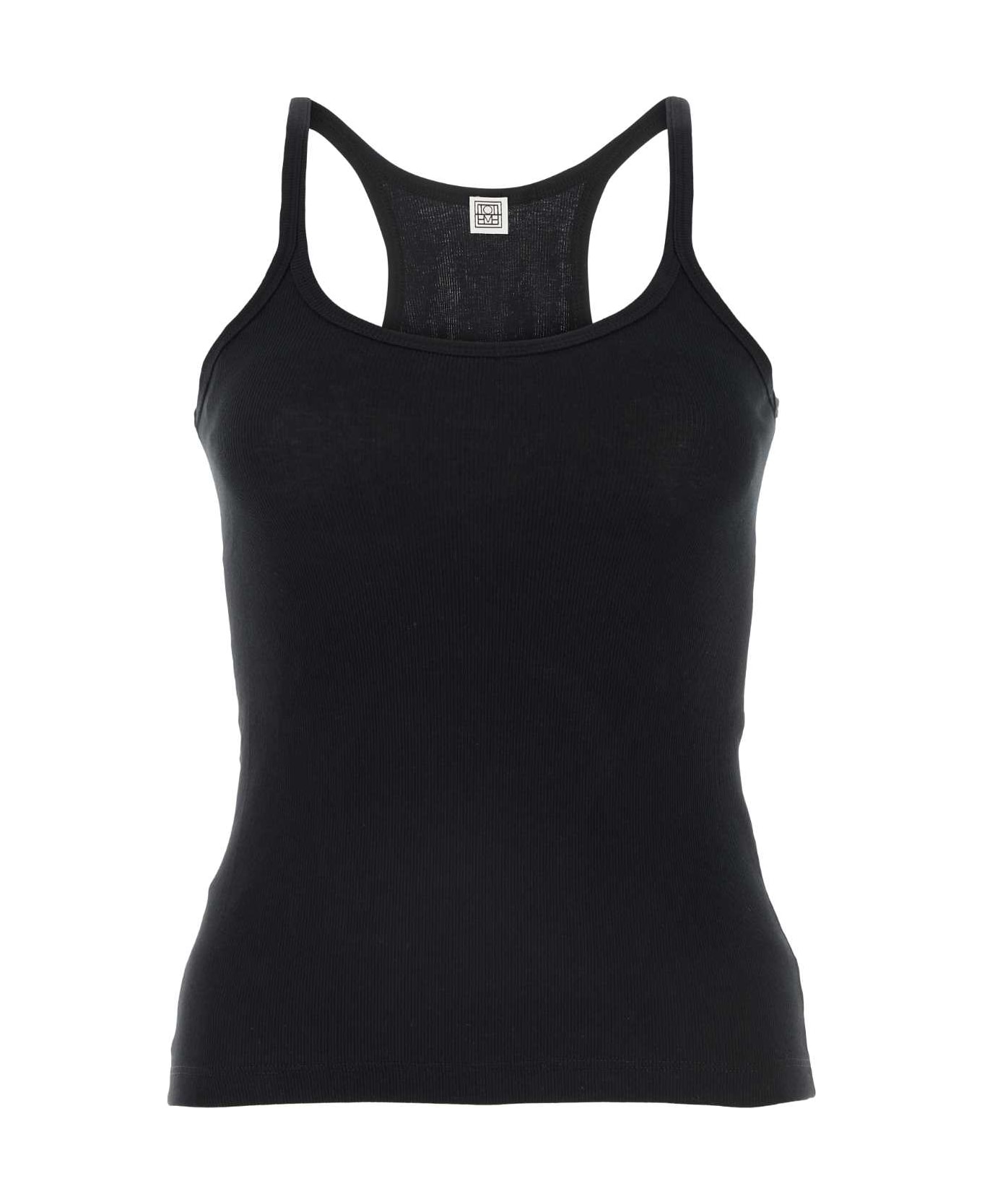 Totême Black Stretch Cotton Tank Top - BLACK