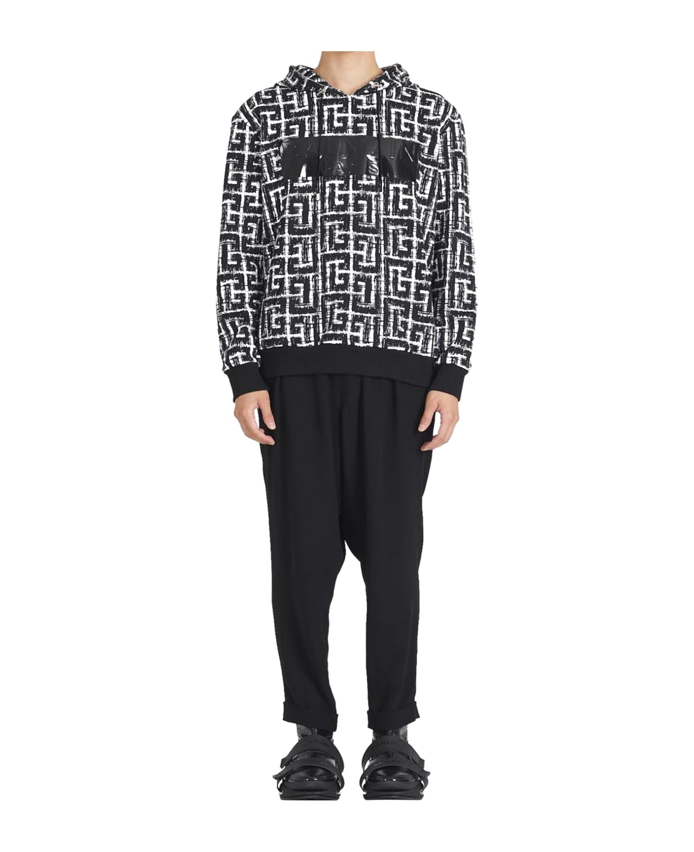 Balmain Cotton Monogrammed Sweatshirt - Black フリース