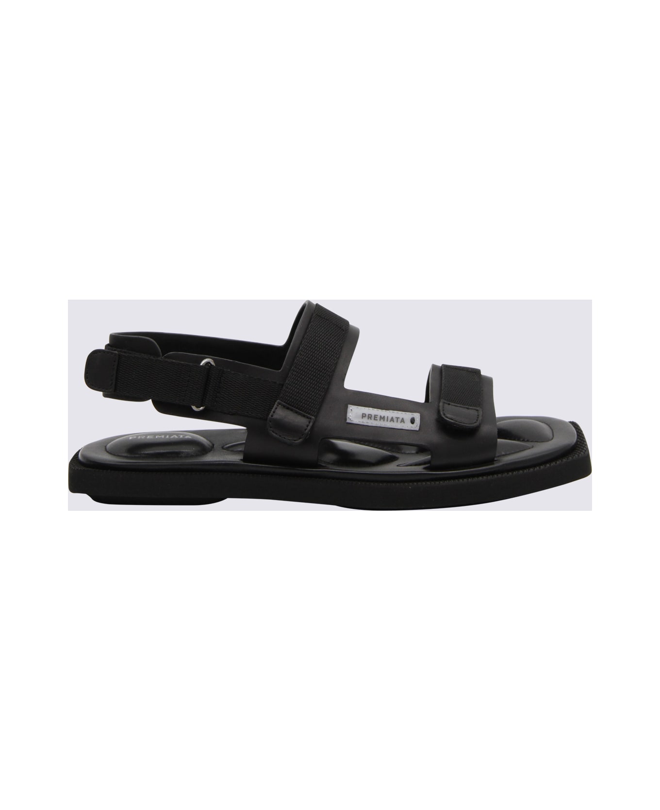 Premiata Black Leather Strap Sandals - Black