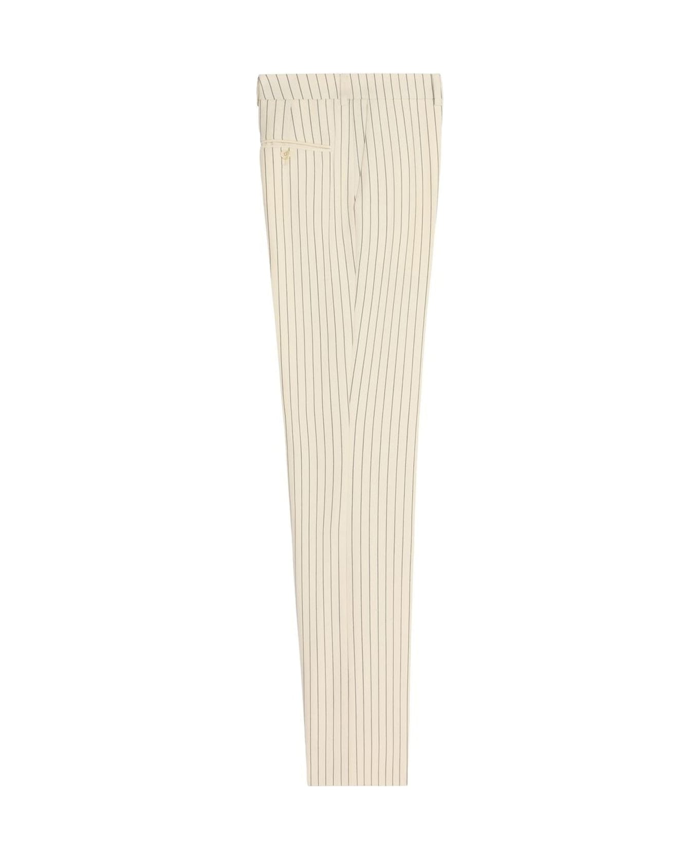 Celine Wool Striped Pants - White