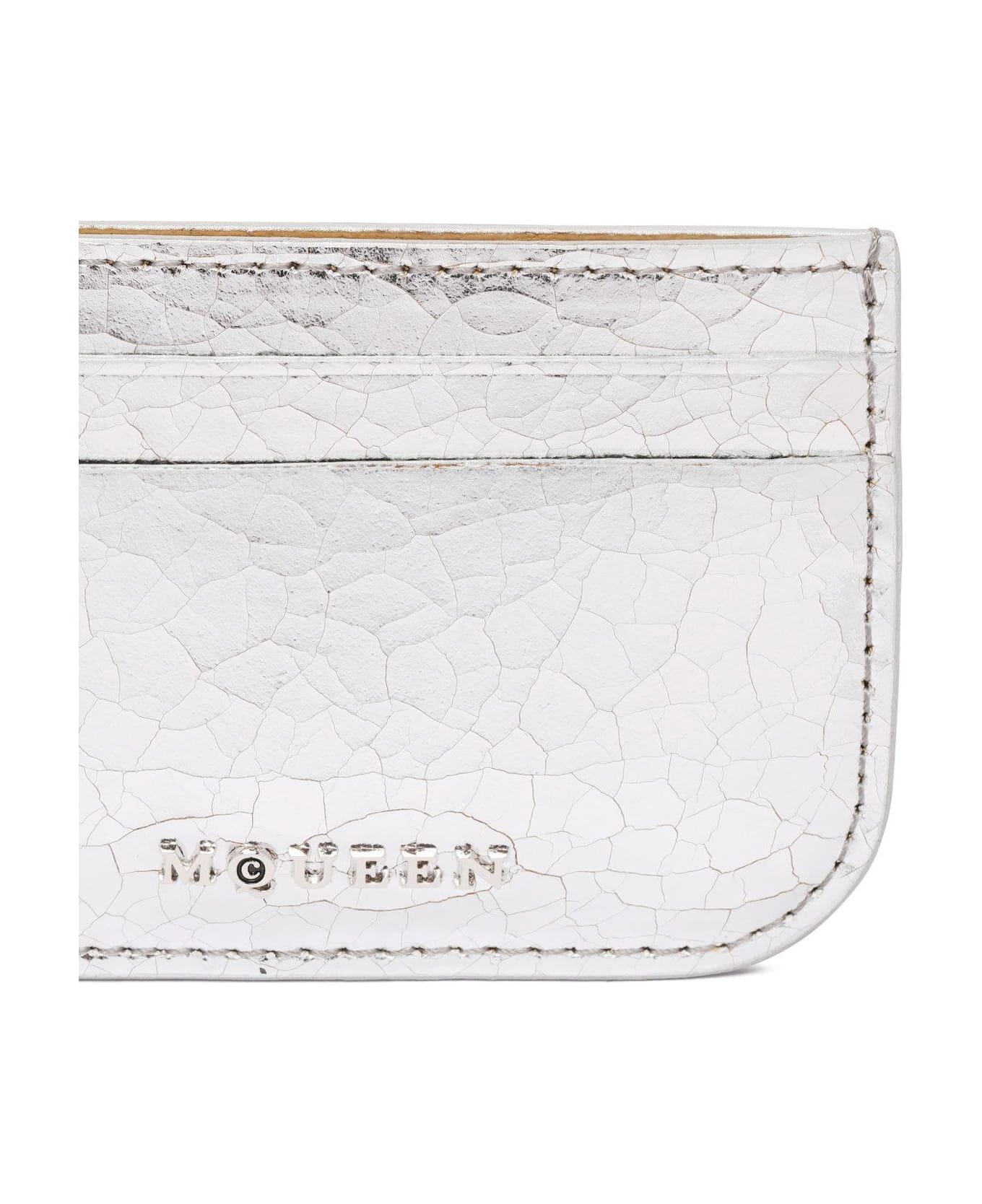 Alexander McQueen Logo Lettering Card Holder - SILVER