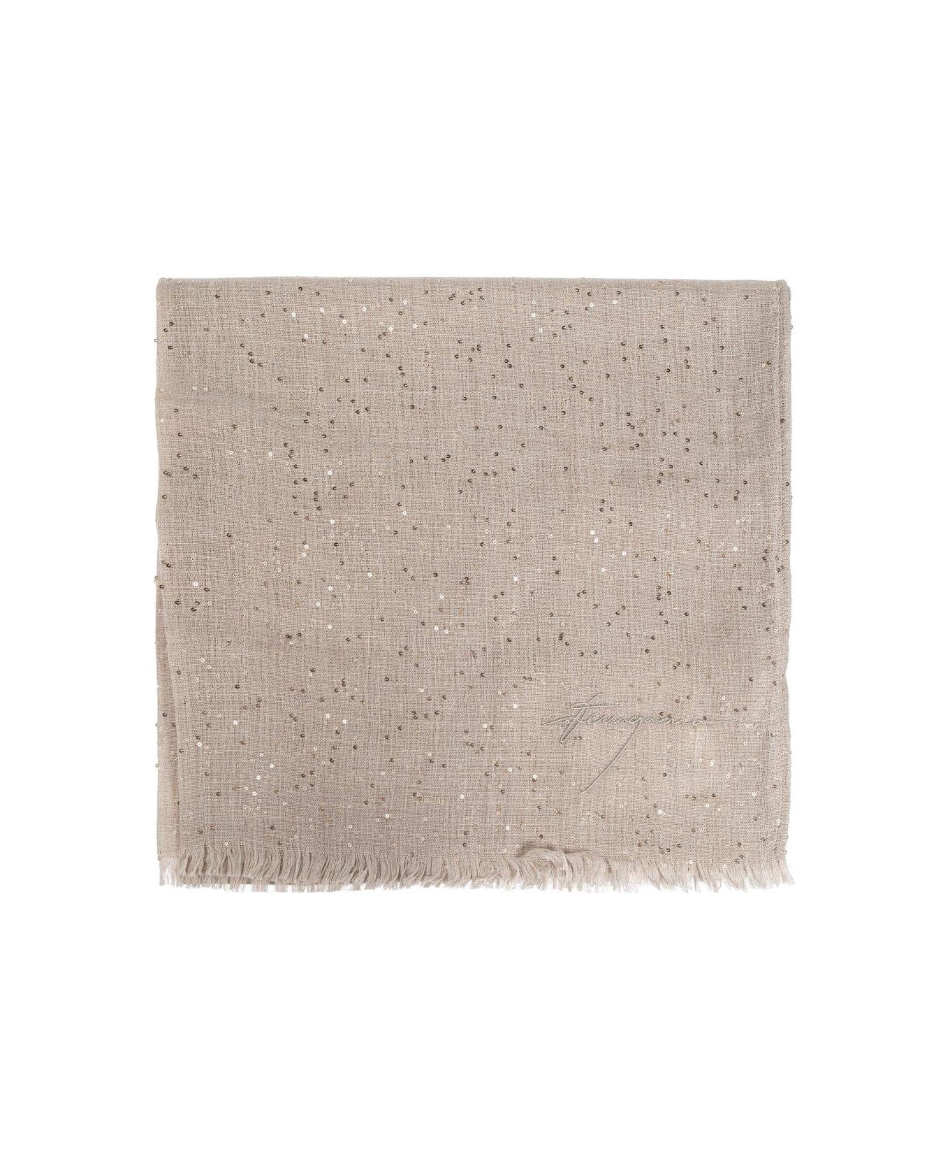 Ferragamo Micro Sequins Stole Scarf - NEUTRALS