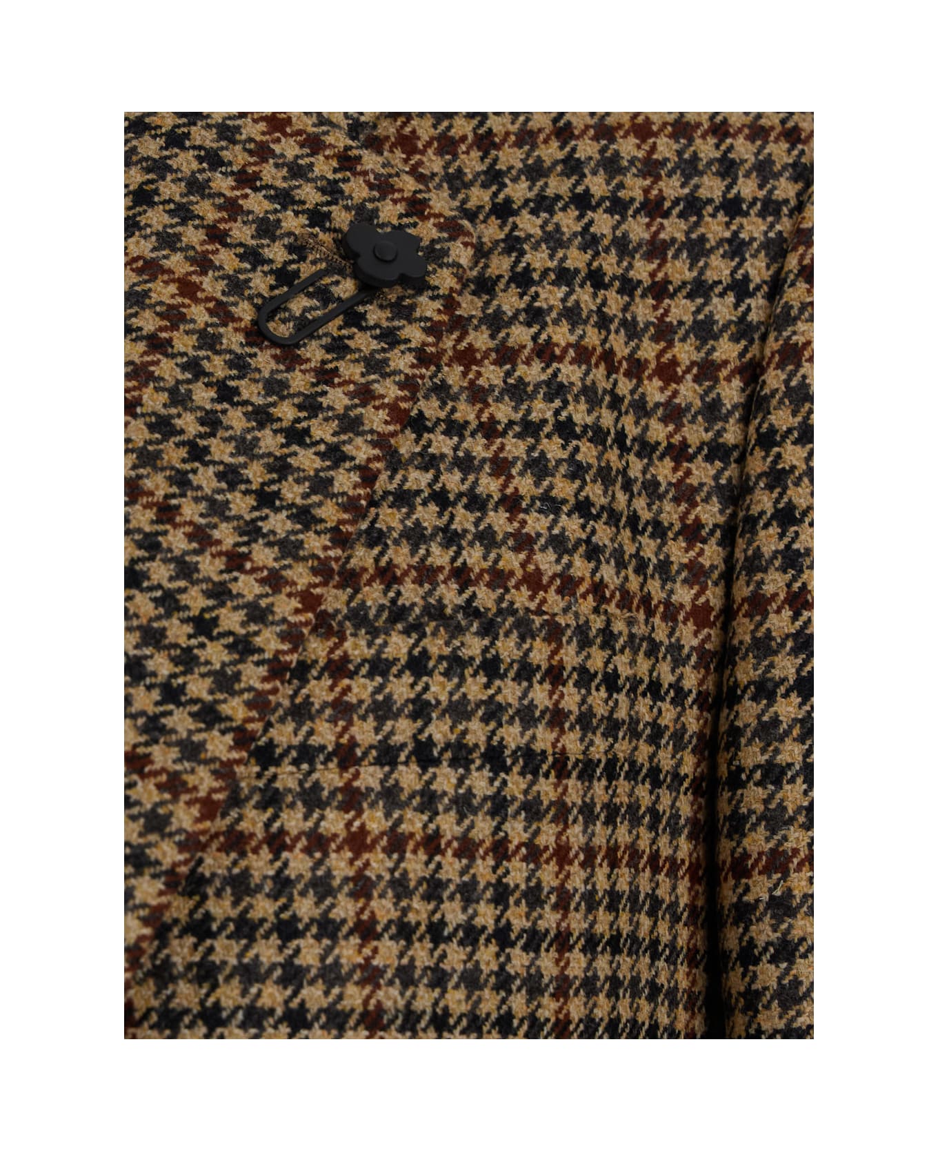 Lardini Beige Single-breasted Jacket With Houndstooth In Wool Man - Beige