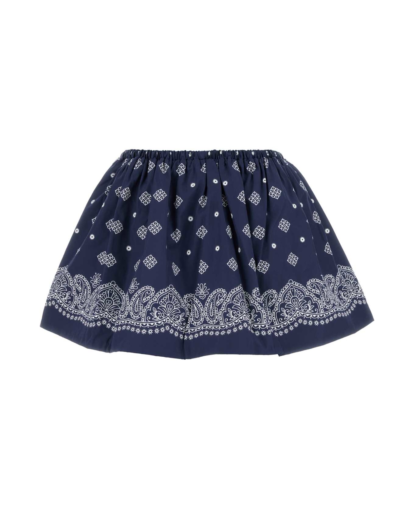 Miu Miu Printed Poplin Mini Skirt - NAVY