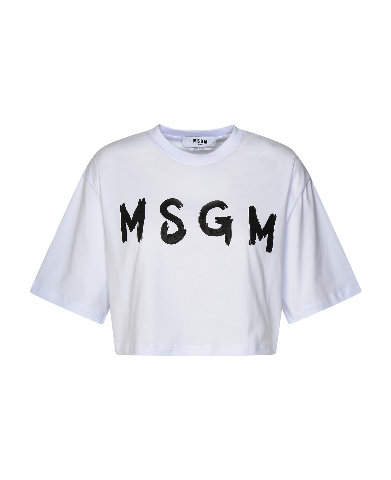 MSGM White Cotton T-shirt - Bianco