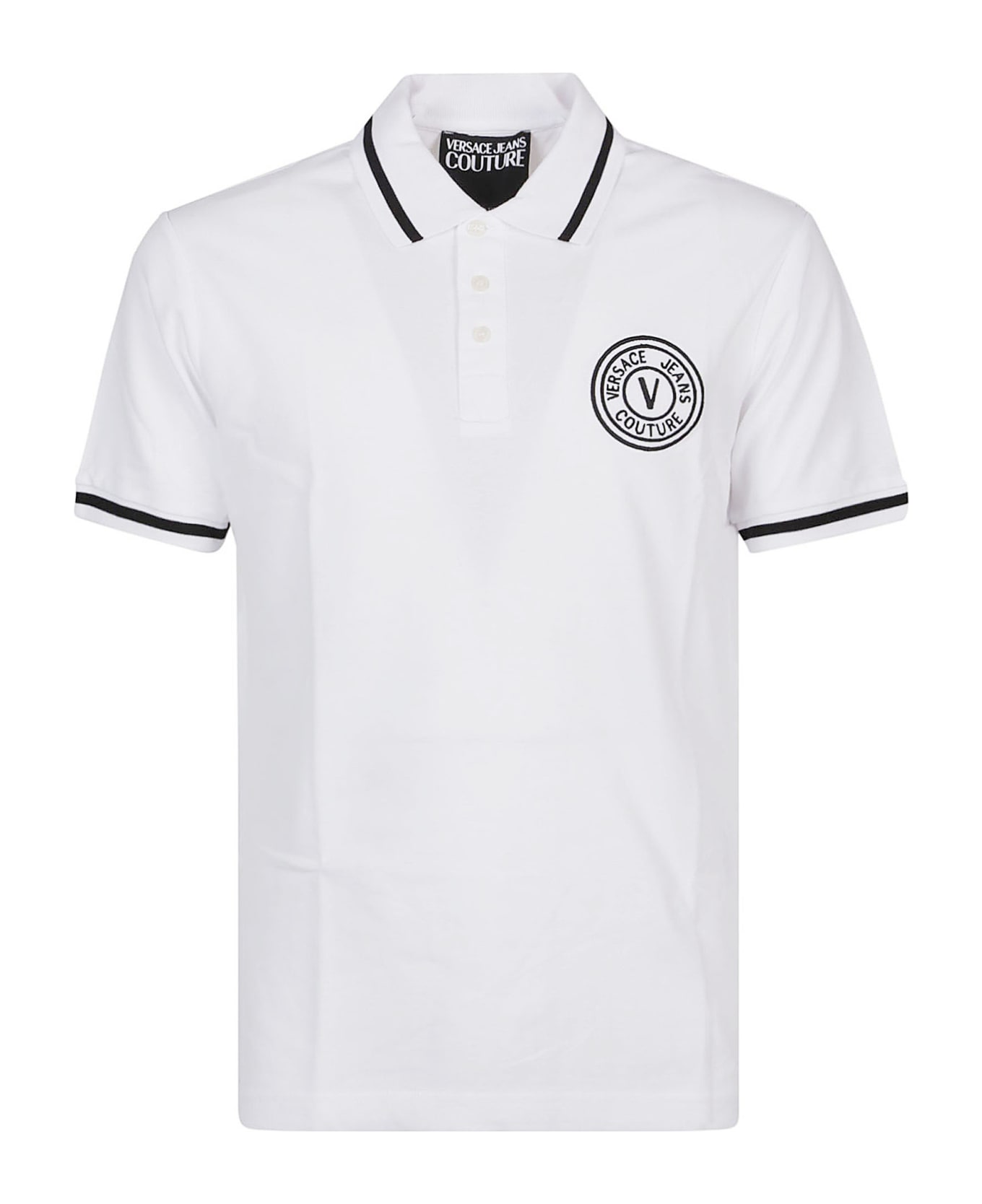 Versace Jeans Couture Short Sleeve Polo Shirt - White ポロシャツ