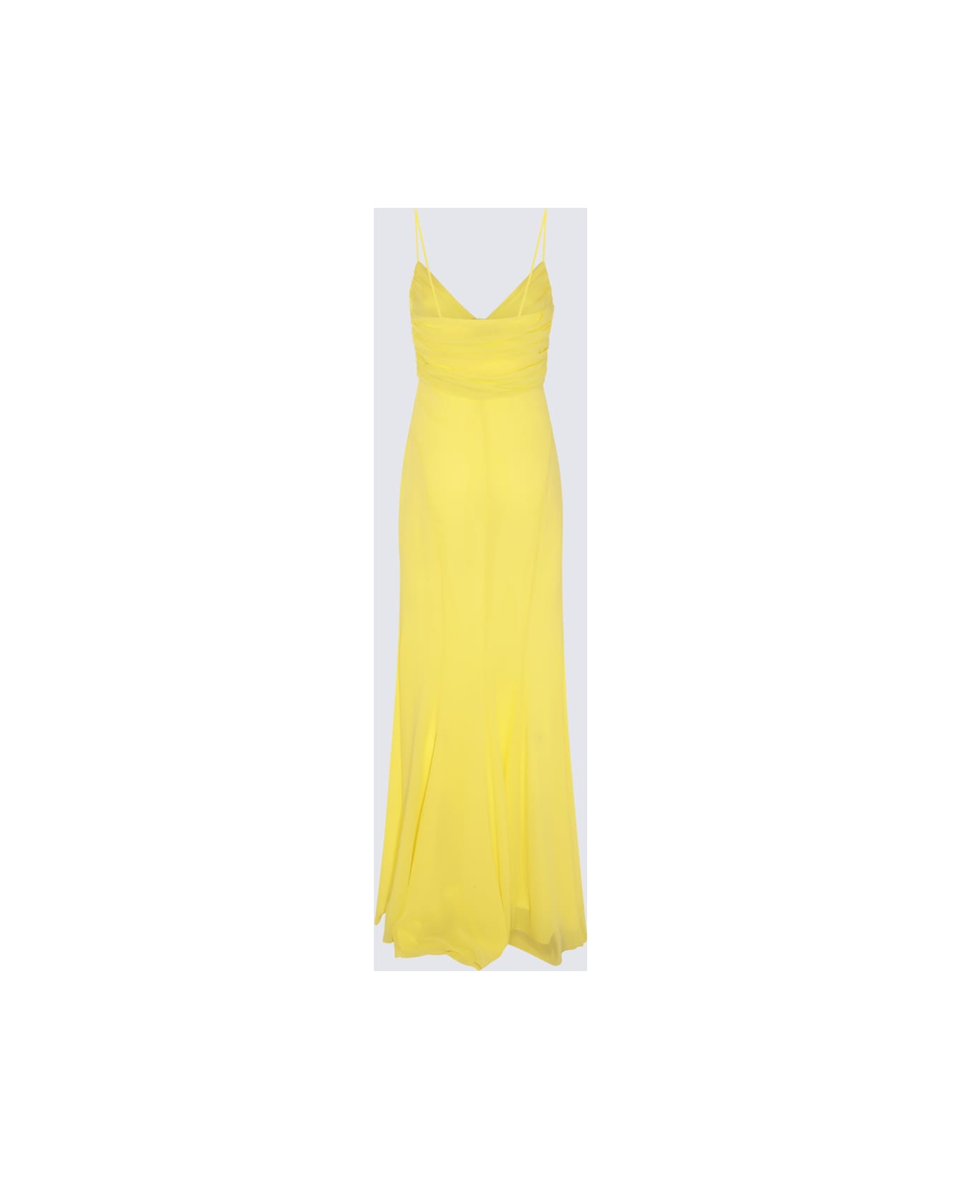 Blumarine Yellow Silk Maxi Dress - Yellow