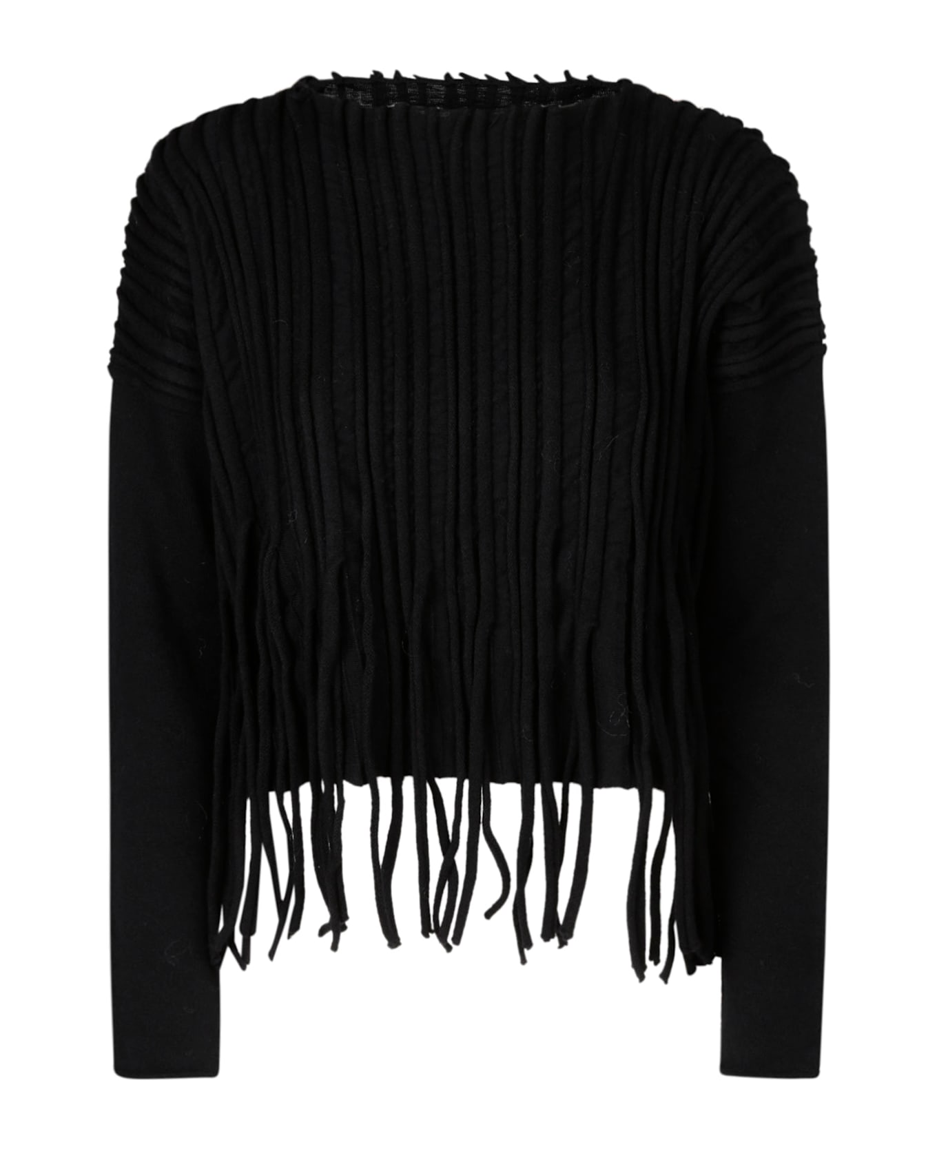 Liviana Conti Sweater With Fringes - Black