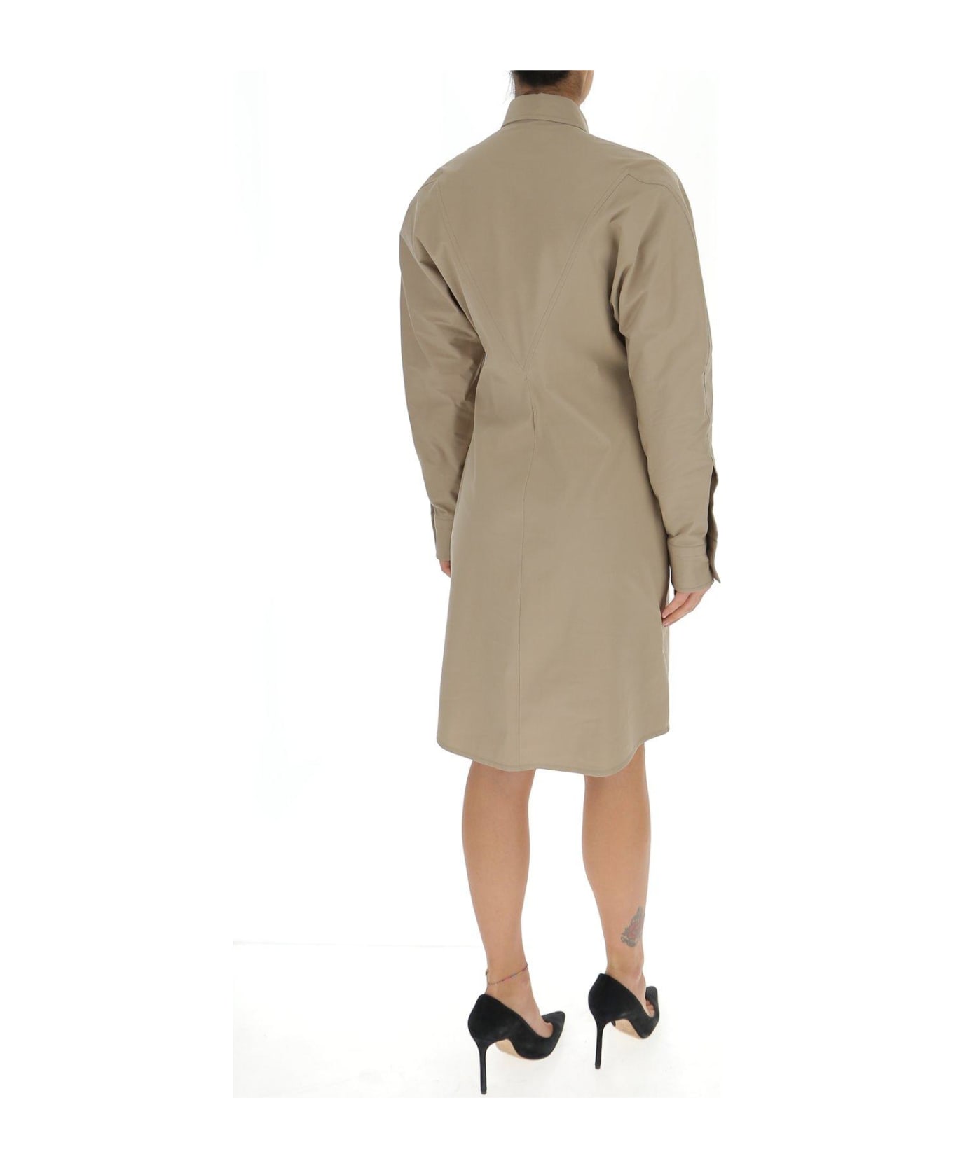 Bottega Veneta Button-up Mini Shirt Dress - BEIGE シャツ