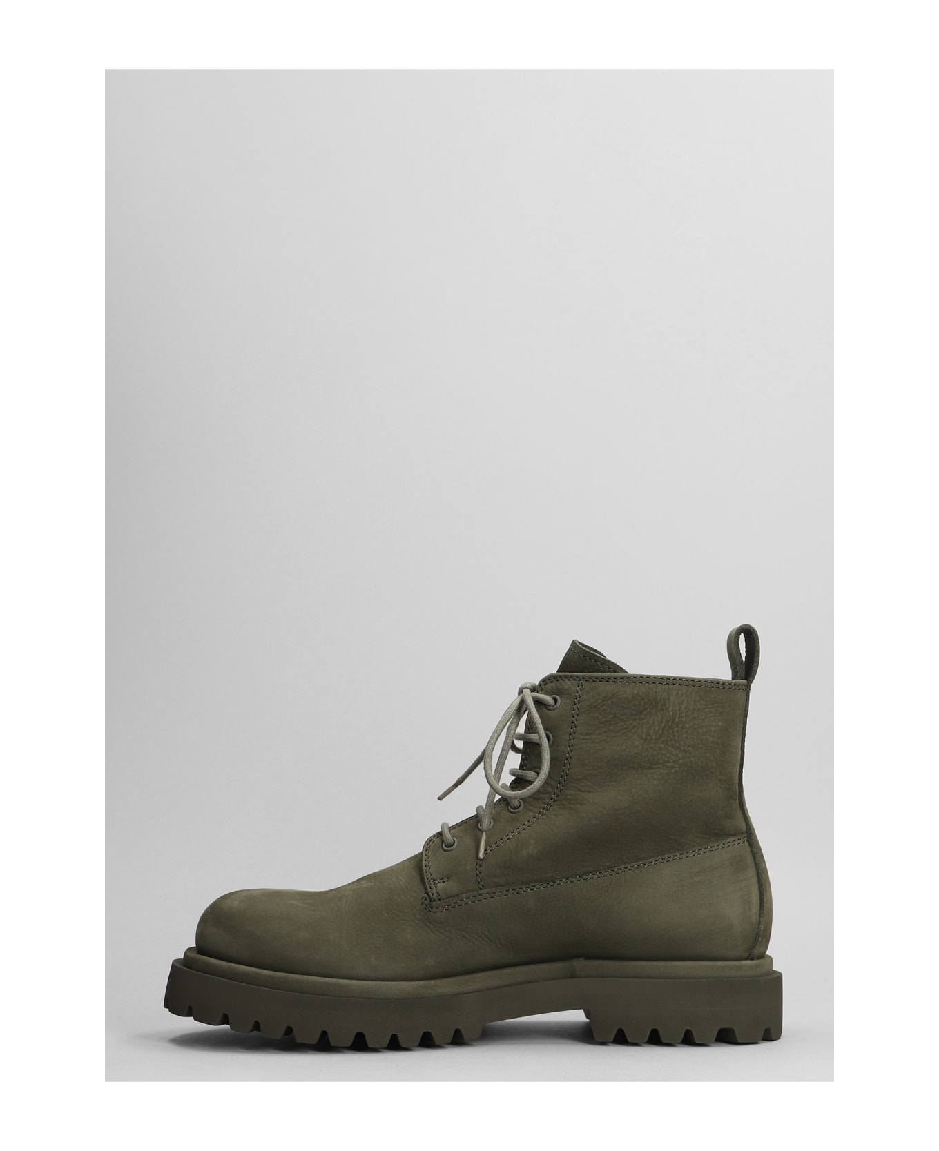 Officine Creative Eventual 020 Combat Boots In Green Suede - green