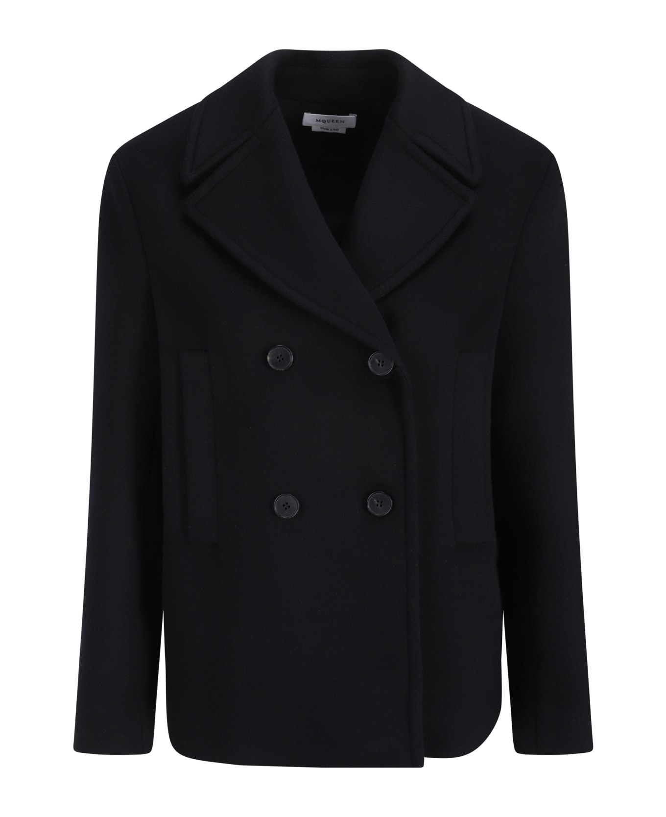 Alexander McQueen Felt Double-breasted Coat - Black