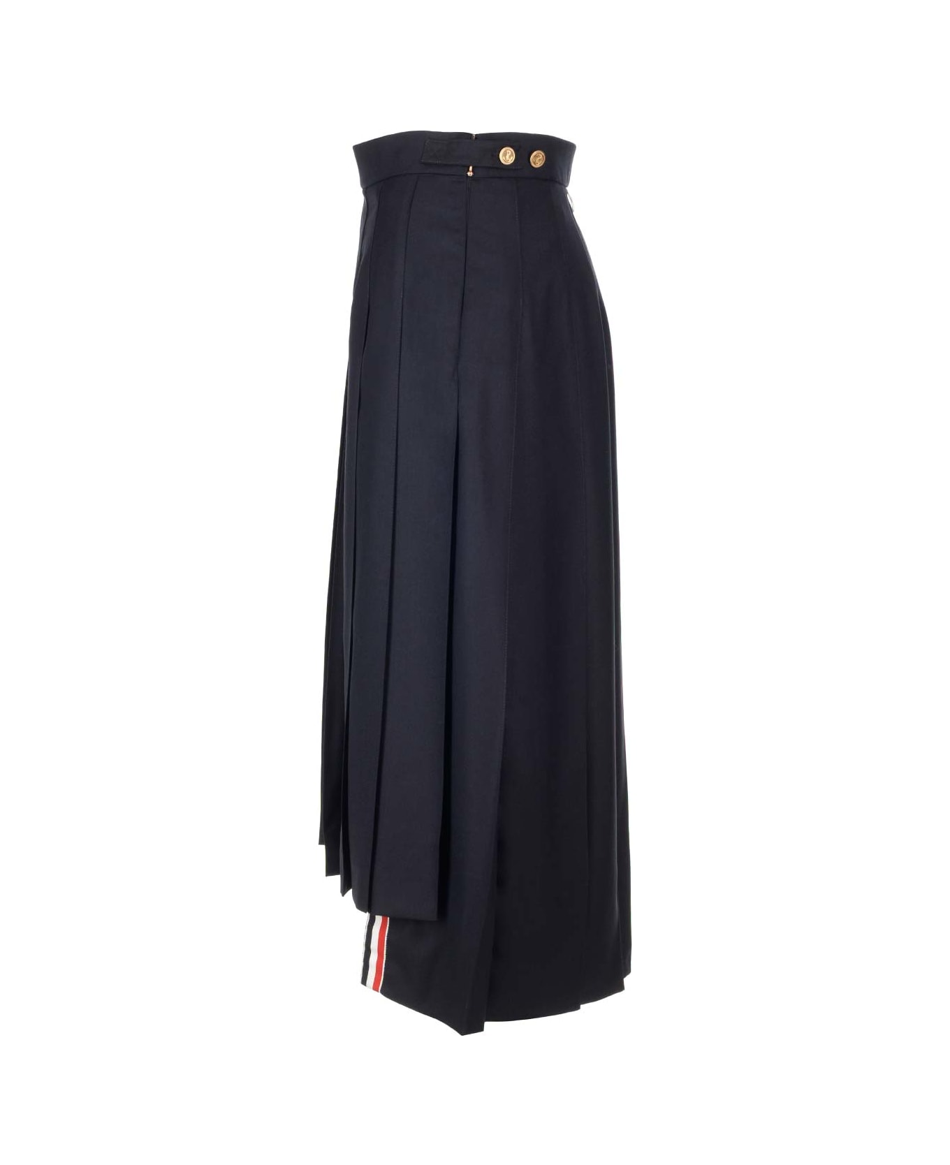 Thom Browne Pleated Midi Skirt - Blue