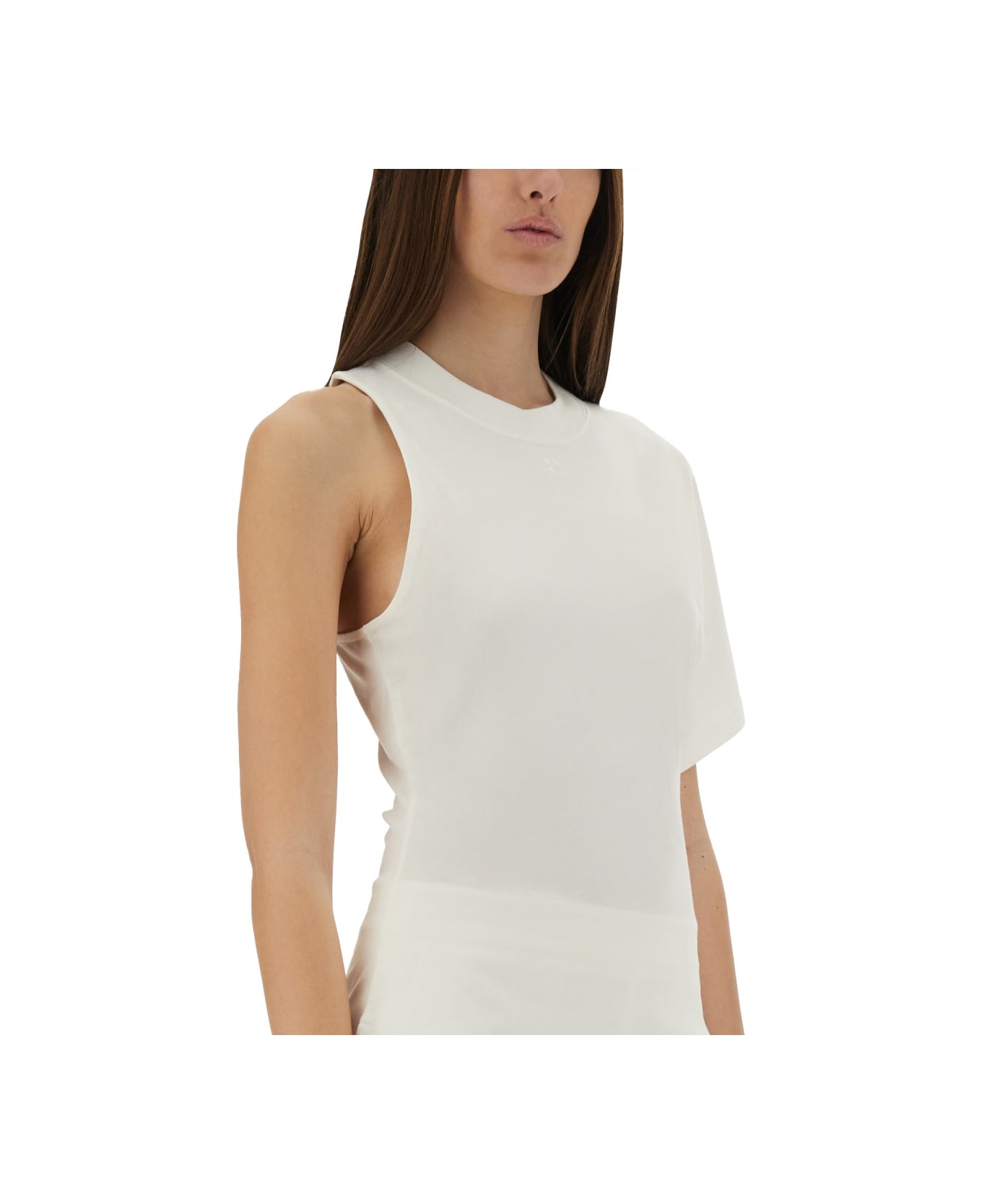 Courrèges One-shoulder T-shirt In Scuba - HERITAGE WHITE