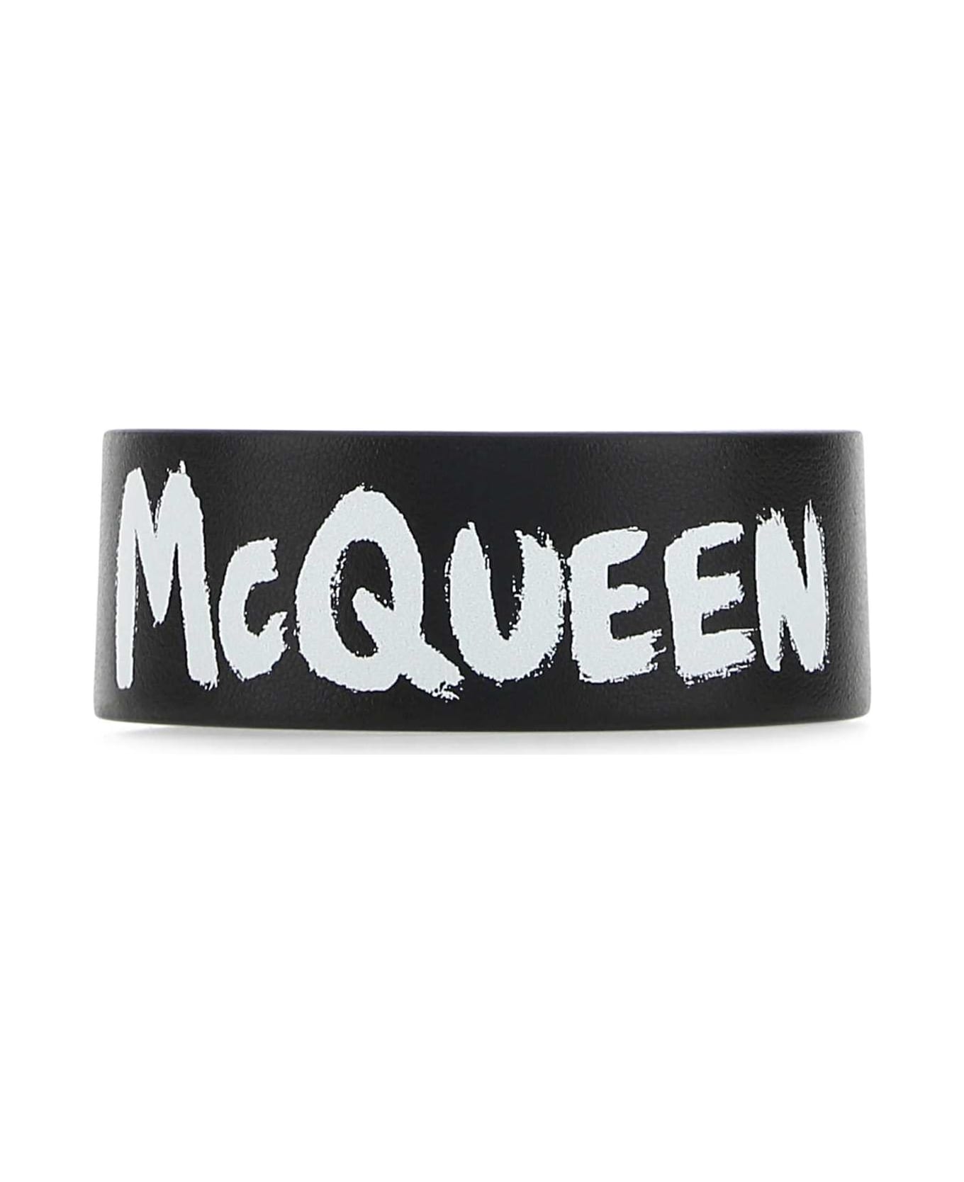 Alexander McQueen Black Leather Bracelet - 1070