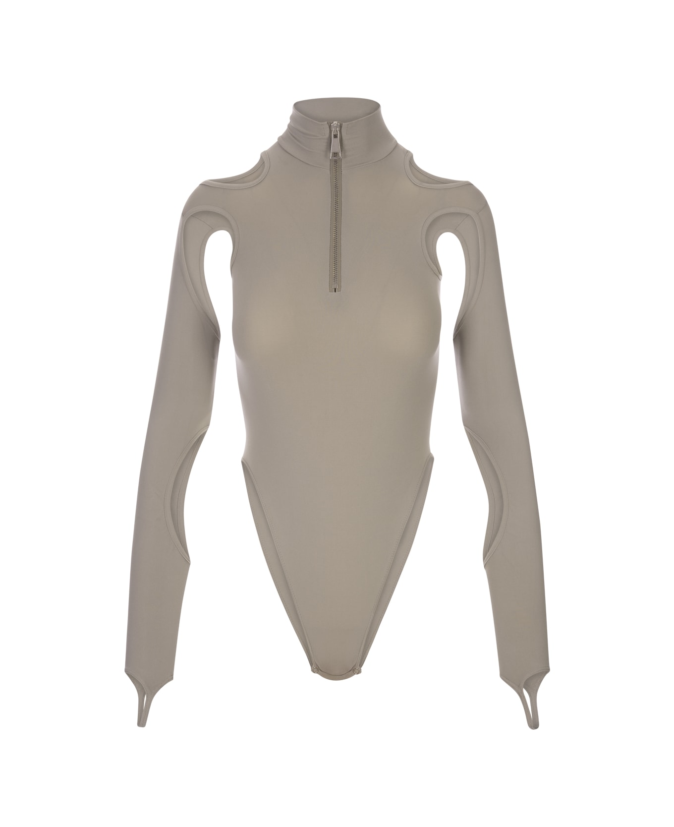 ANDREĀDAMO Taupe Body Top With Cut-out - Grey