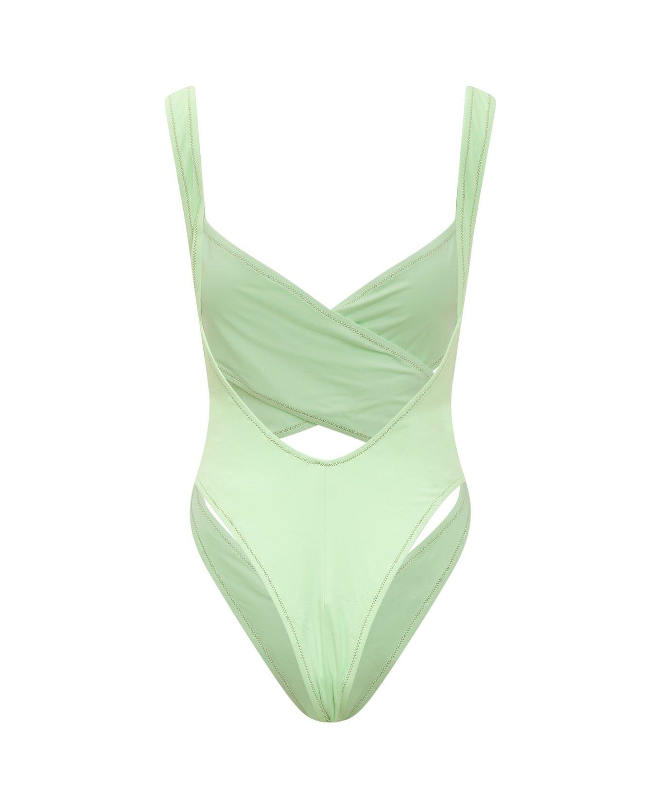 Reina Olga Exotica Cut-out Open Back Swimsuit - Green