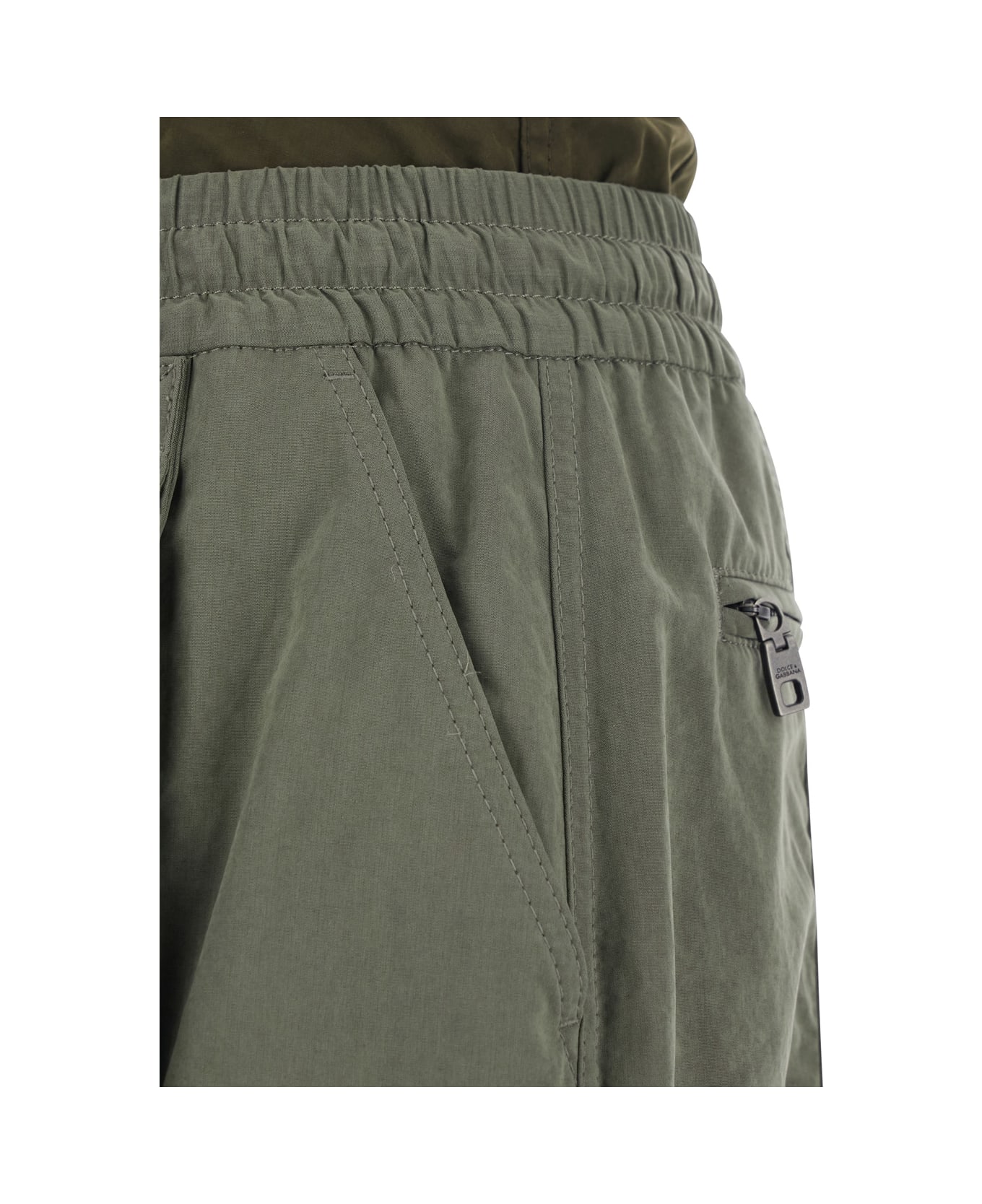 Dolce 
Gabbana Green Cargo Pants With Elasticated Double Waist In Cotton Blend Woman - Green