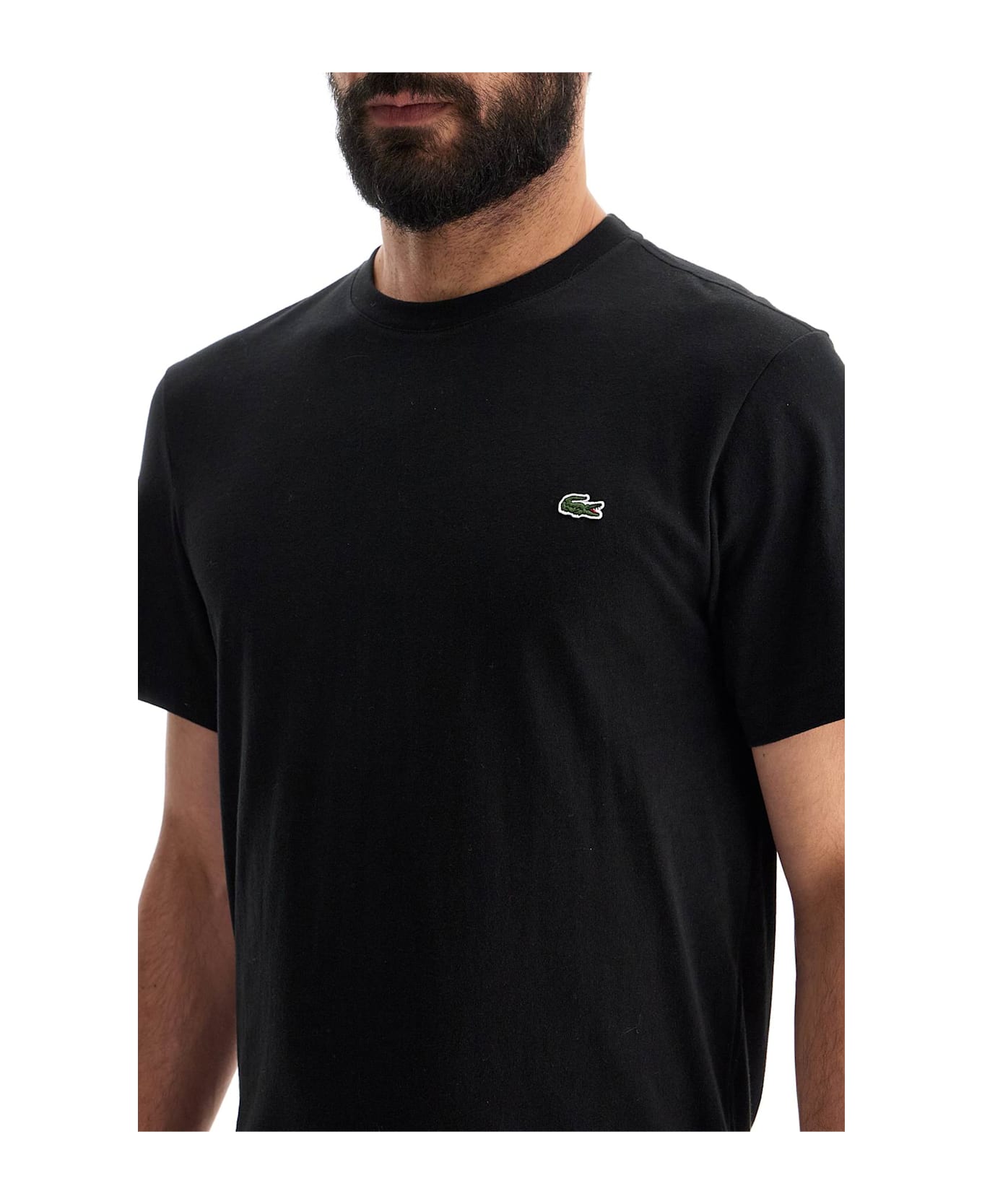 Lacoste T-shirt With Patch Logo Design - BLACK (Black)