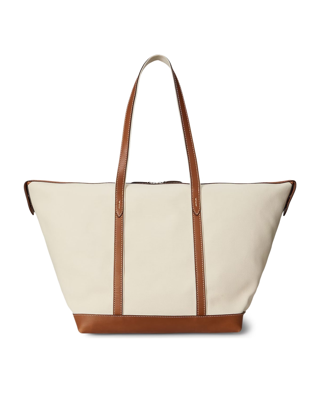 Polo Ralph Lauren Canvas Travel Bag With Leather Profiles - ECRU CUOIO