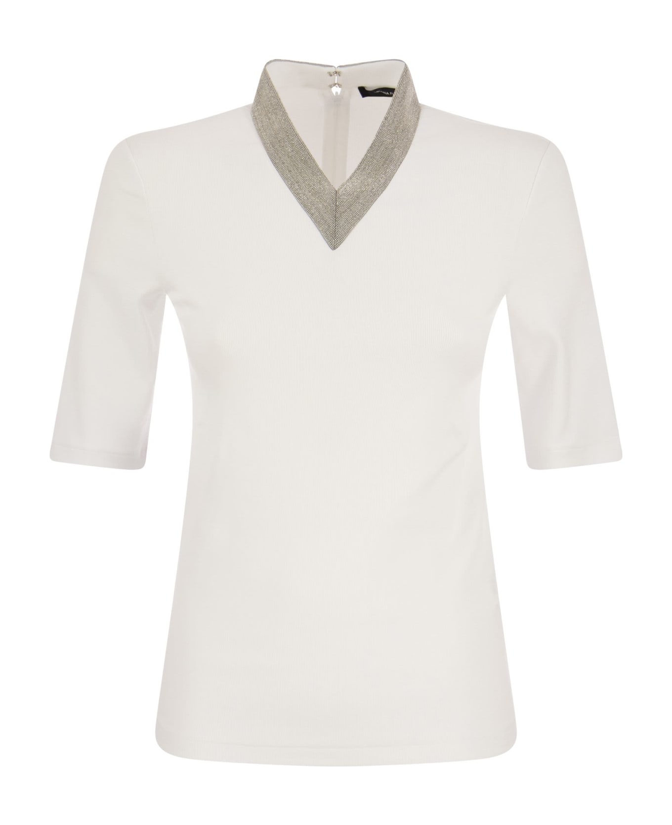 Fabiana Filippi T-shirt With Luxury Neckline - White