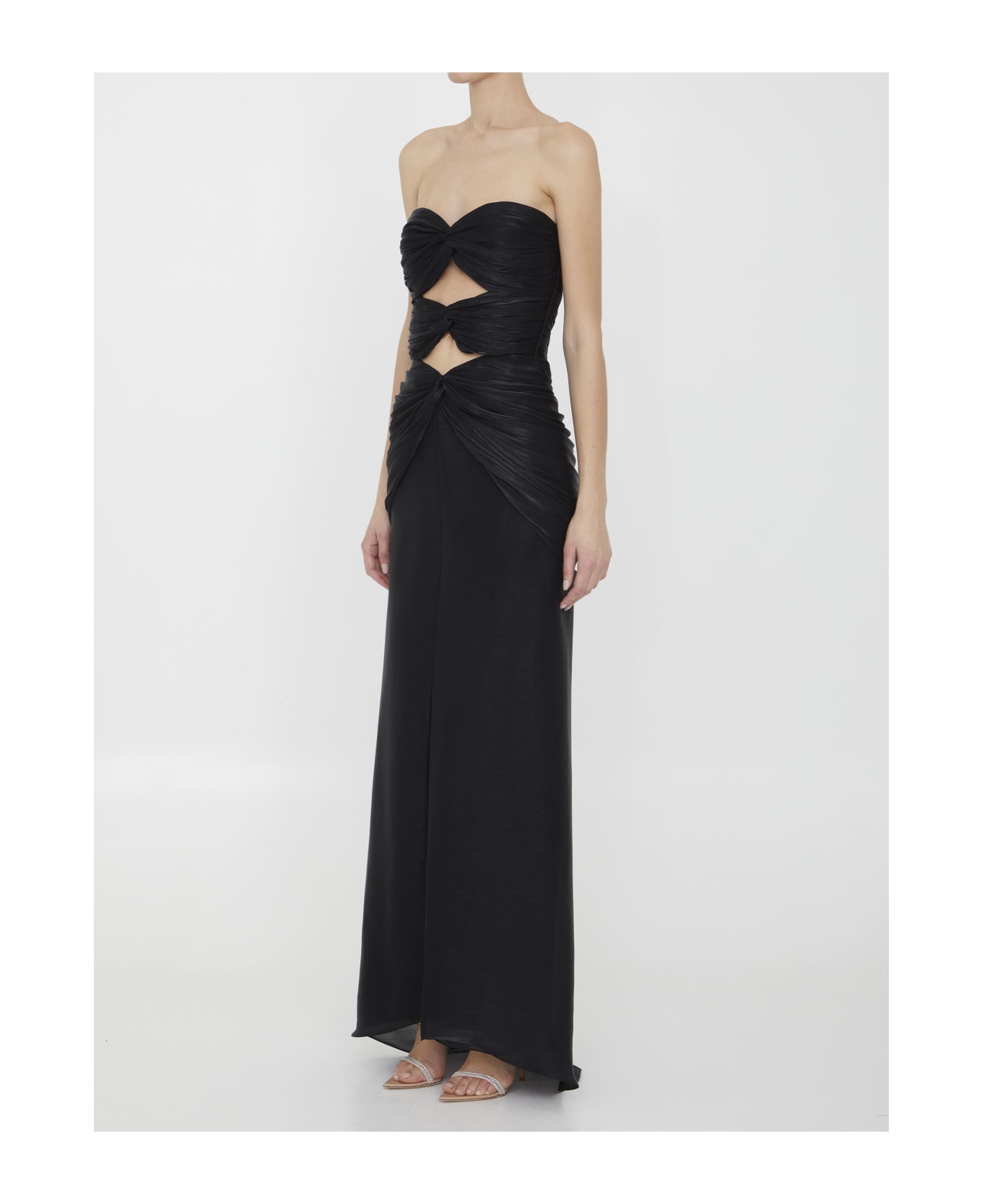 Costarellos Brigitta Lurex Georgette Dress - BLACK ワンピース＆ドレス