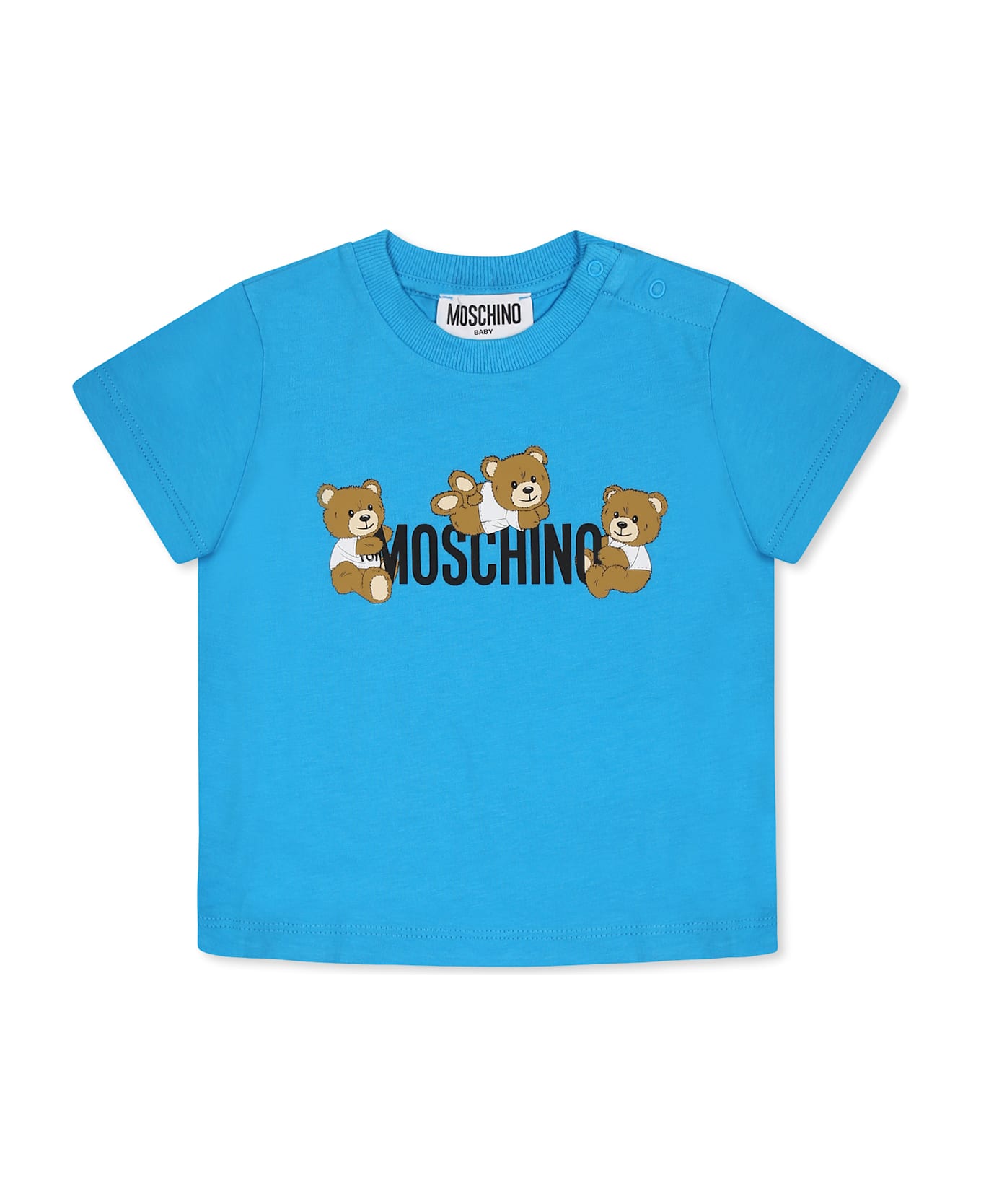 Moschino Light Blue T-shirt For Baby Boy With Teddy Bears - Light Blue