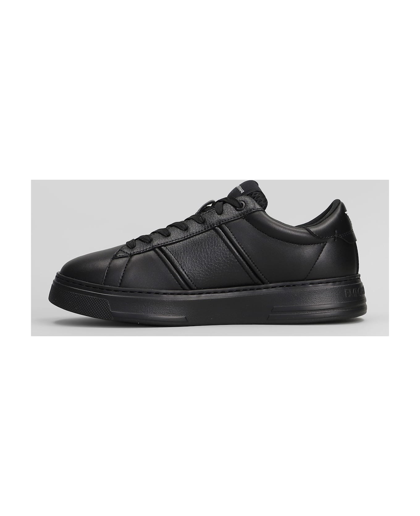 Emporio Armani Sneakers In Black Leather - black
