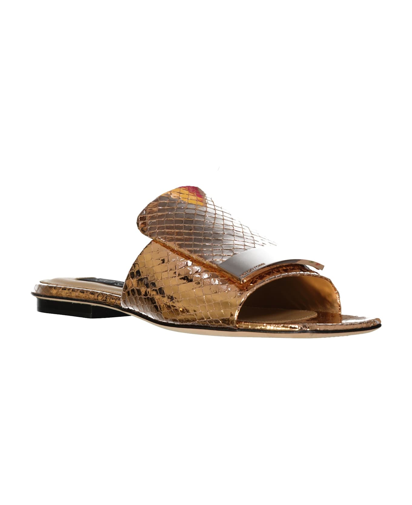 Sergio Rossi Leather Flat Sandals - Rose gold
