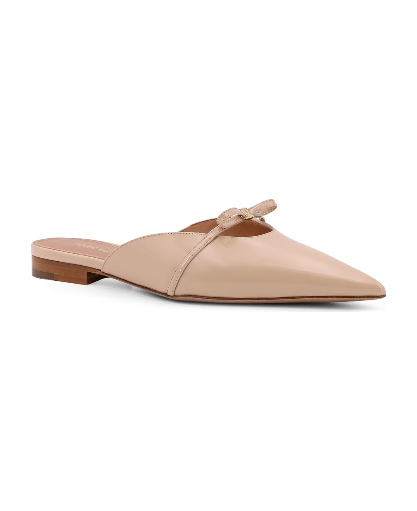 Ferragamo Giulye Patent Leather Mule - Beige