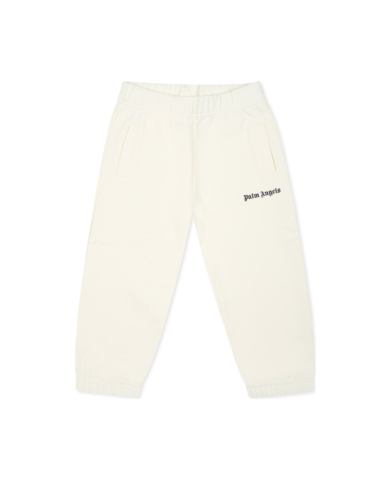 Palm Angels Ivory Trousers For Baby Girl With Logo - Ivory