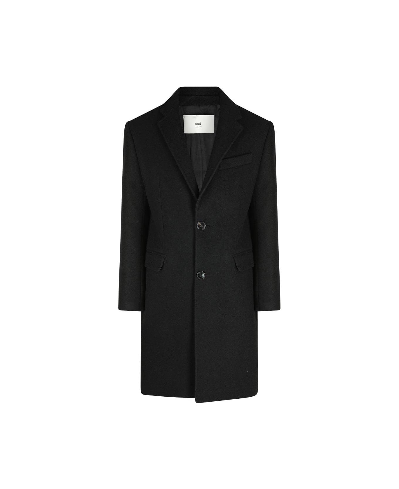 Ami Alexandre Mattiussi Paris Single Breasted Classic Coat - Black