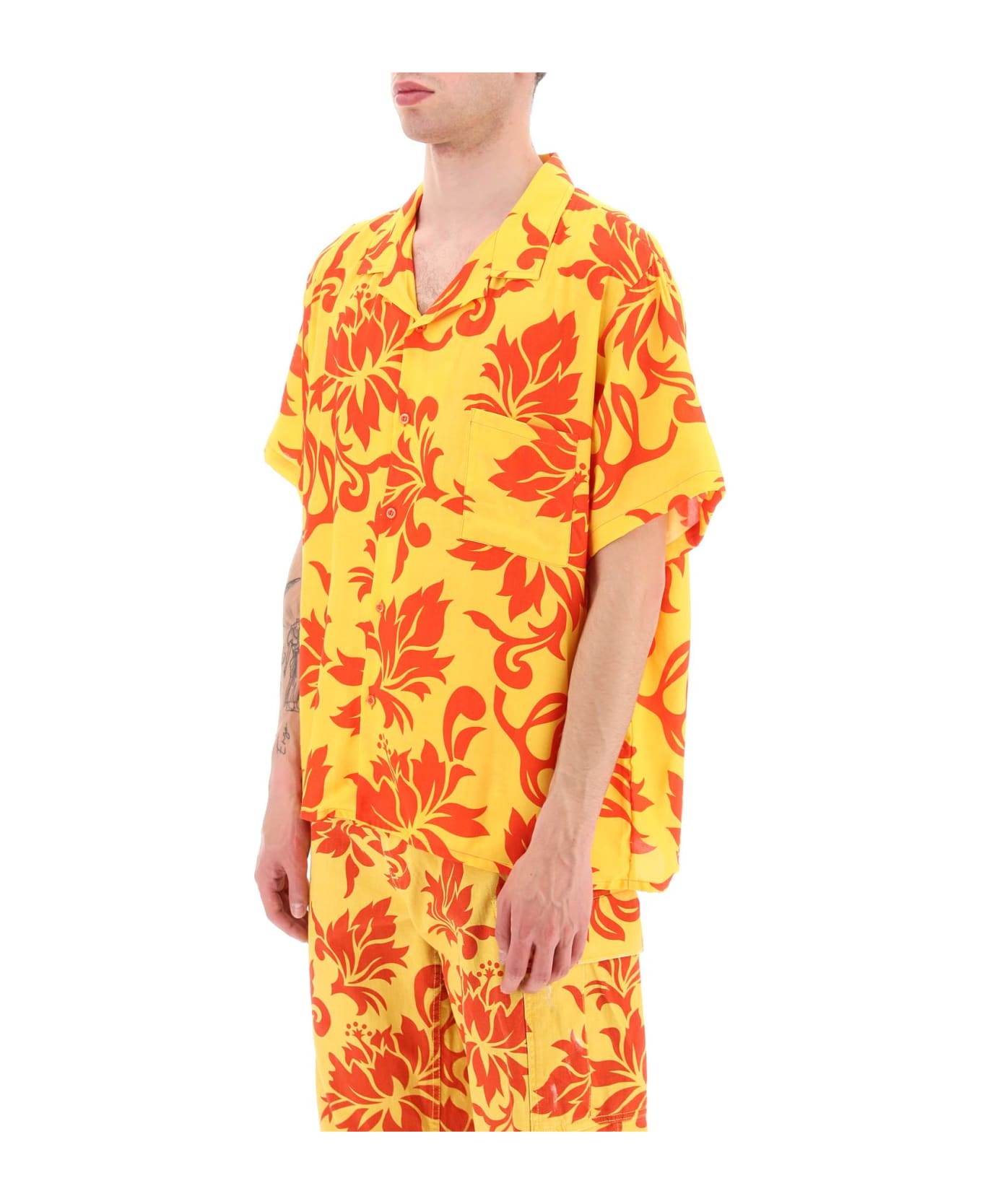 ERL Printed Viscose Bowling Shirt - ERL TROPICAL FLOWERS 1 (Yellow) シャツ