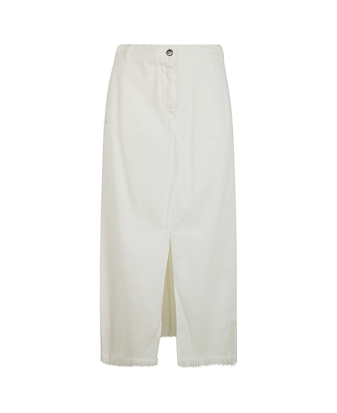 Antonelli Iago Denim Skirt With Slit - White