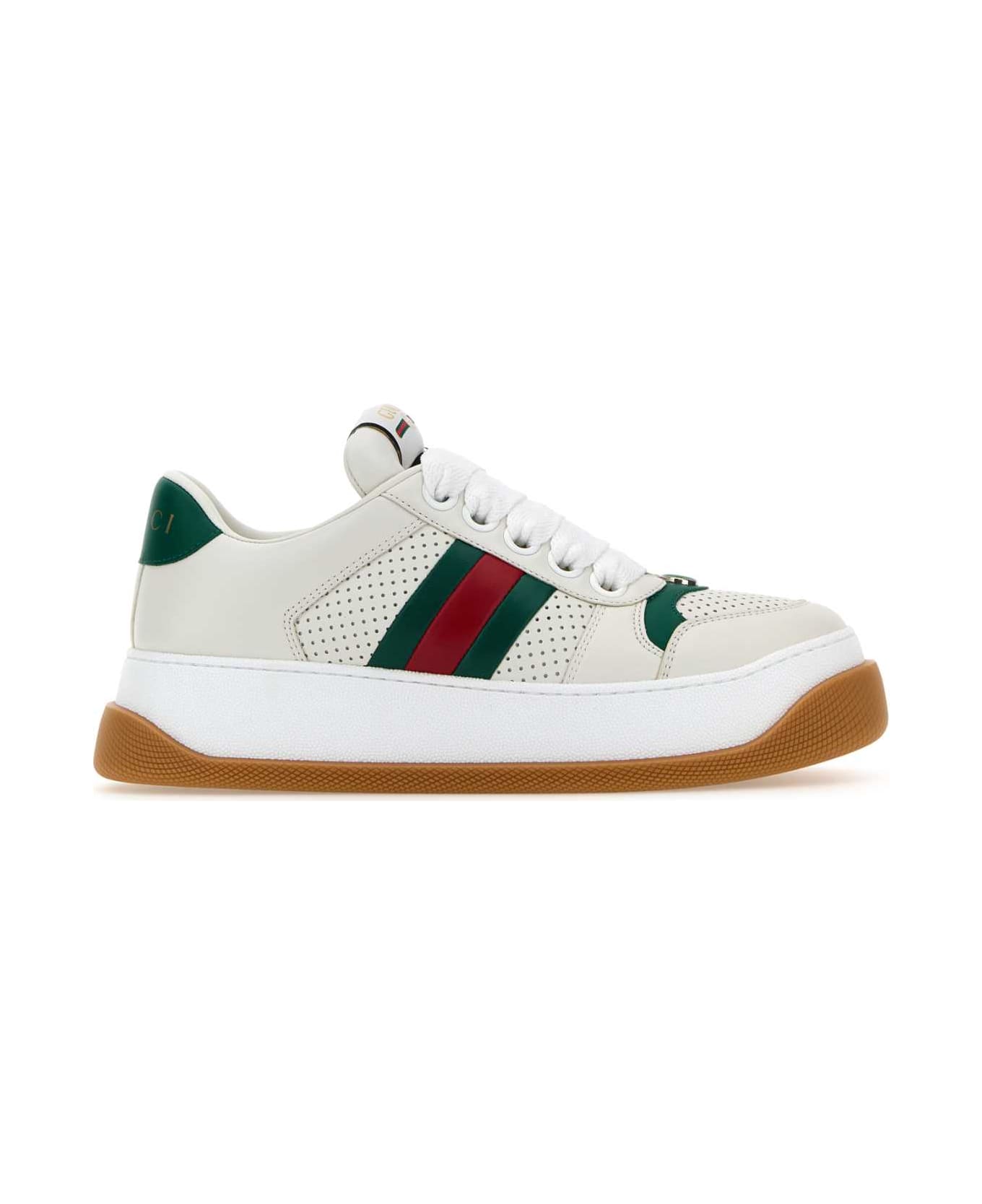 Gucci White Leather Screener Sneakers - GRWHWHEMEEMEROC スニーカー
