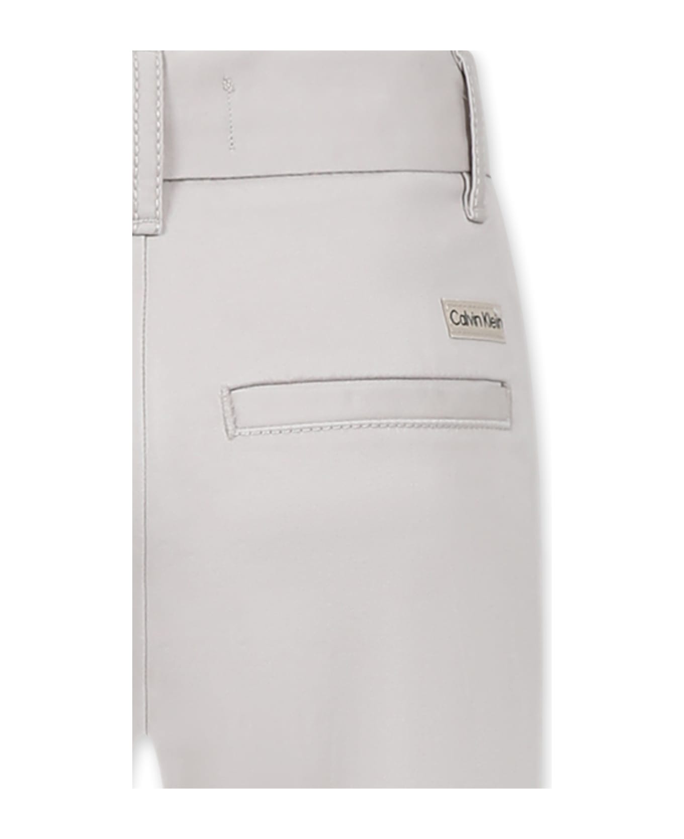 Calvin Klein Beige Trousers For Boy With Logo - Ivory