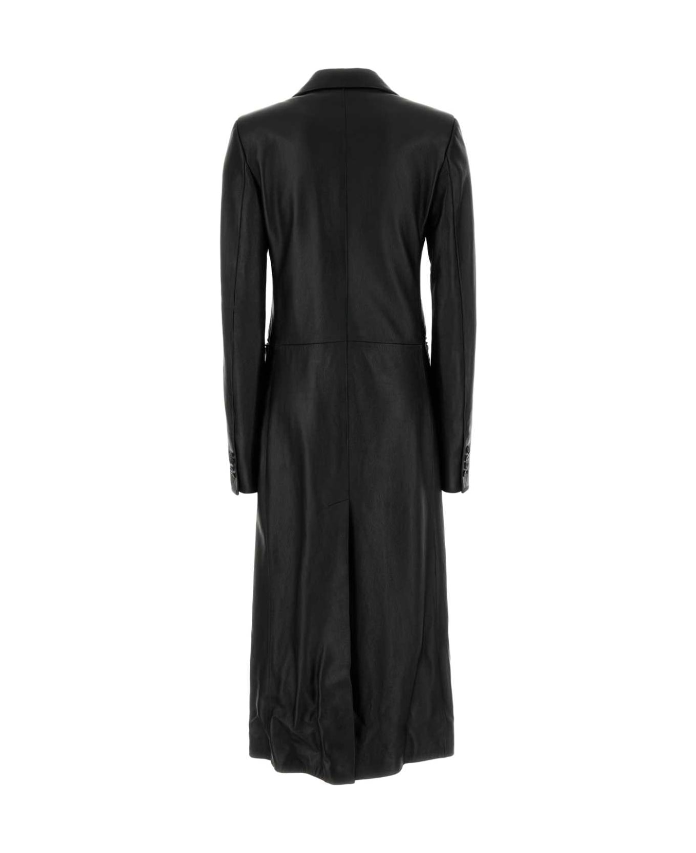 Balenciaga Black Leather Coat - Black