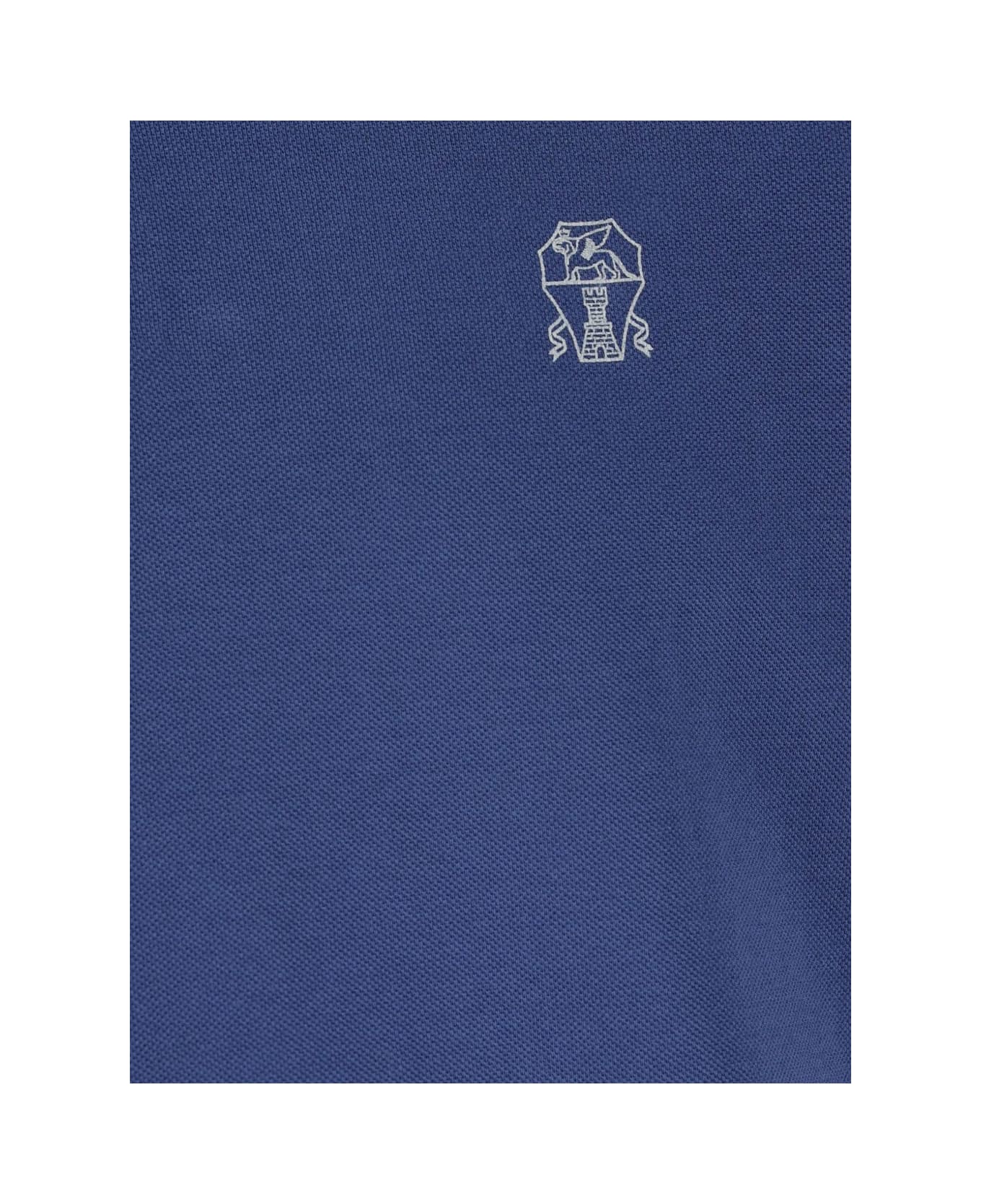 Brunello Cucinelli Logo Cotton Polo Shirt - Blue