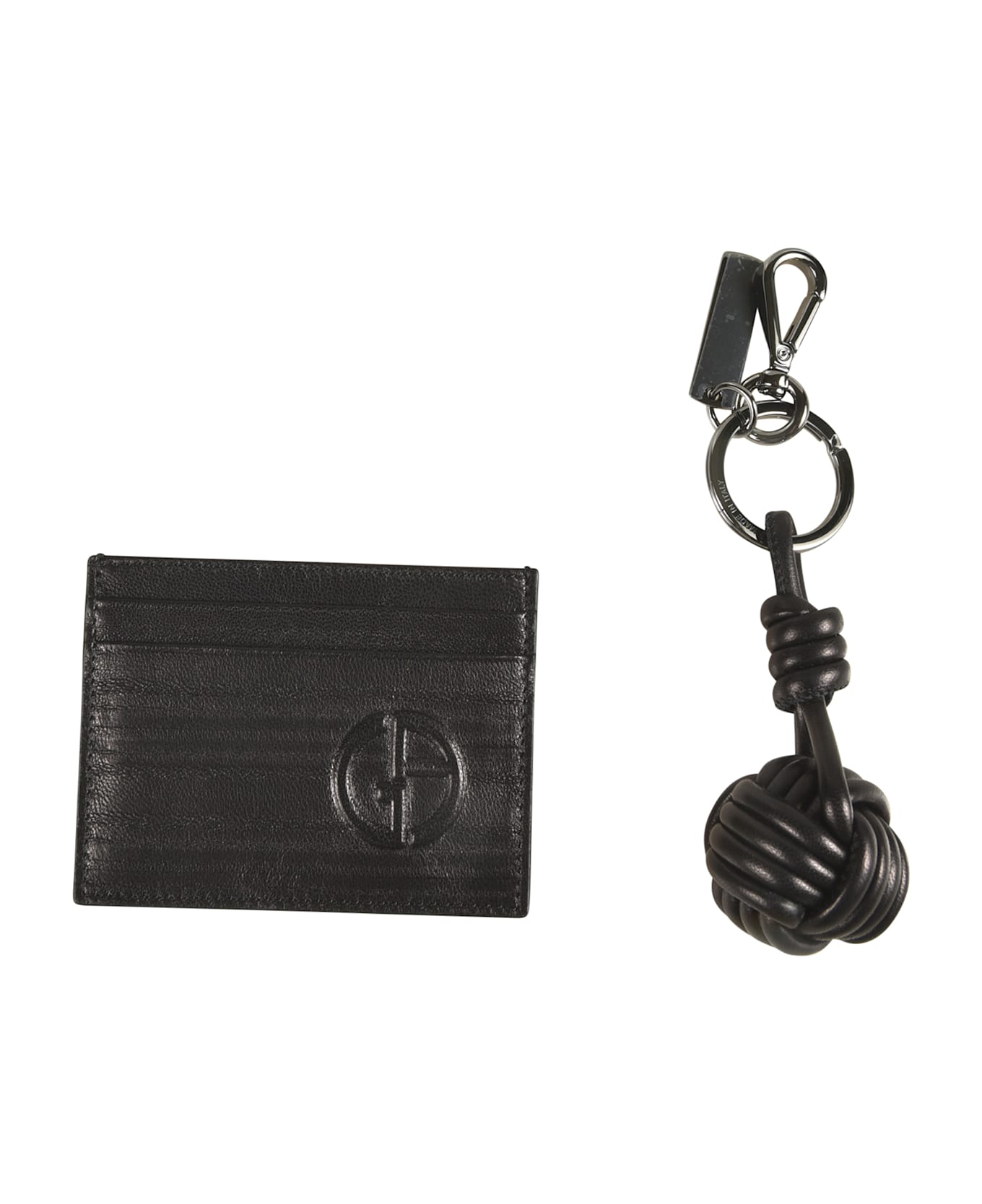 Giorgio Armani Logo Embossed Card Holder - Black