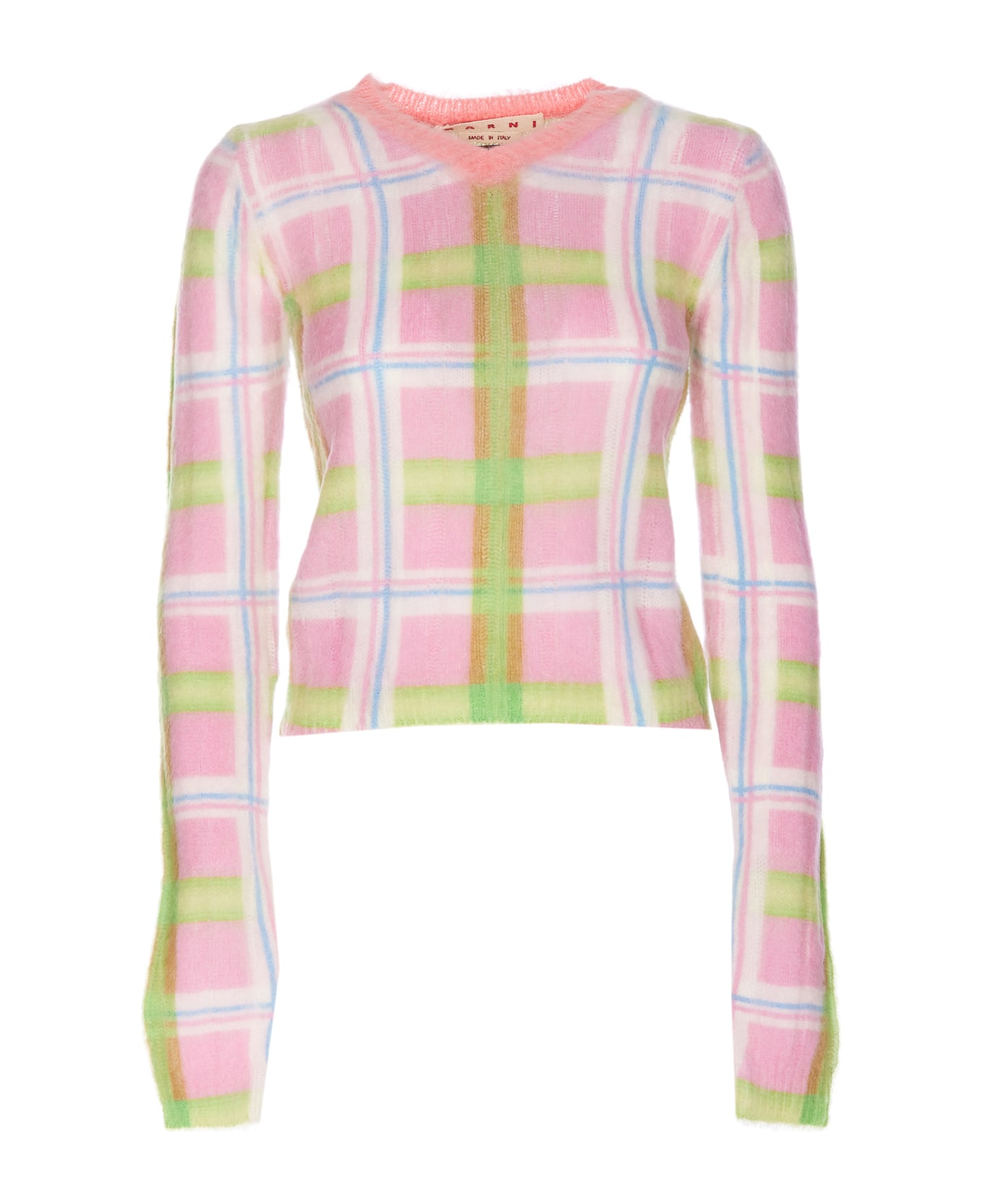 Marni Mohair Brushed Checked Sweater - Pink ニットウェア