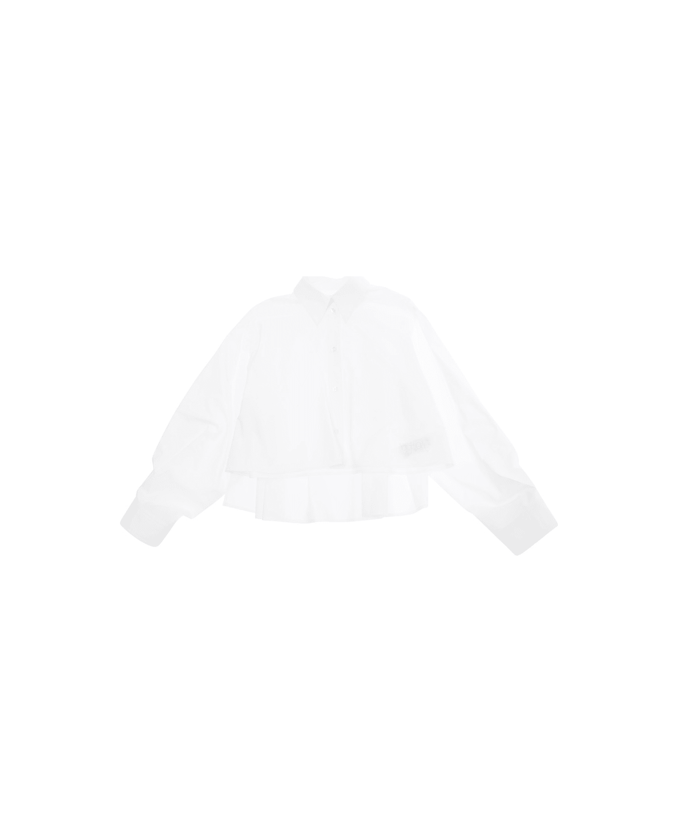 MM6 Maison Margiela White Shirt With Classic Collar And Tonal Logo Patch In Cotton Girl - White