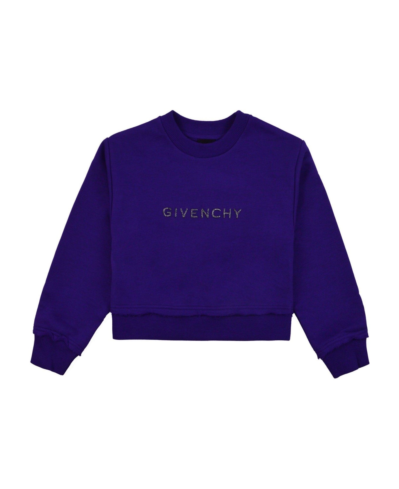 Givenchy Logo Embroidered Crewneck Sweatshirt - C Violetto ニットウェア＆スウェットシャツ