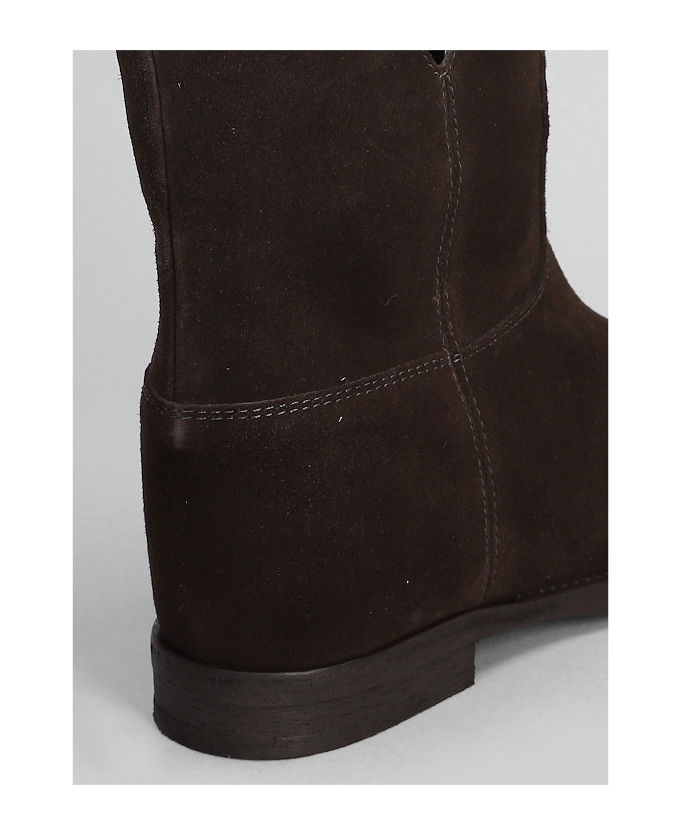 Via Roma 15 Ankle Boots Inside Wedge In Dark Brown Suede - dark brown